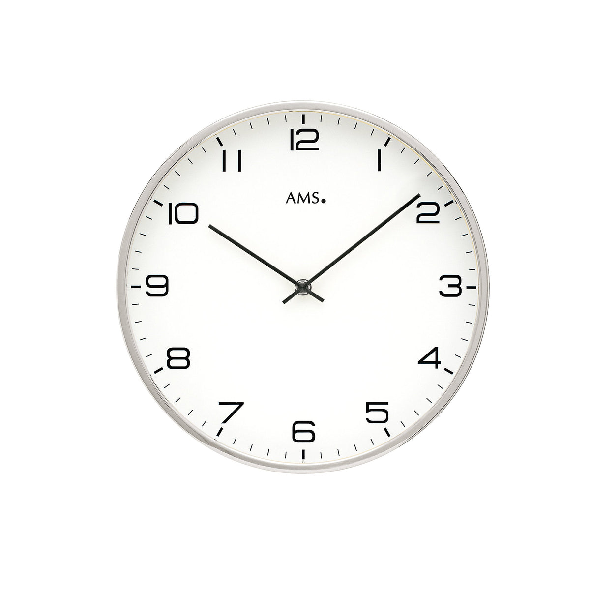 AMS W9658 Wanduhr mit vernickeltem Metallgehäuse
