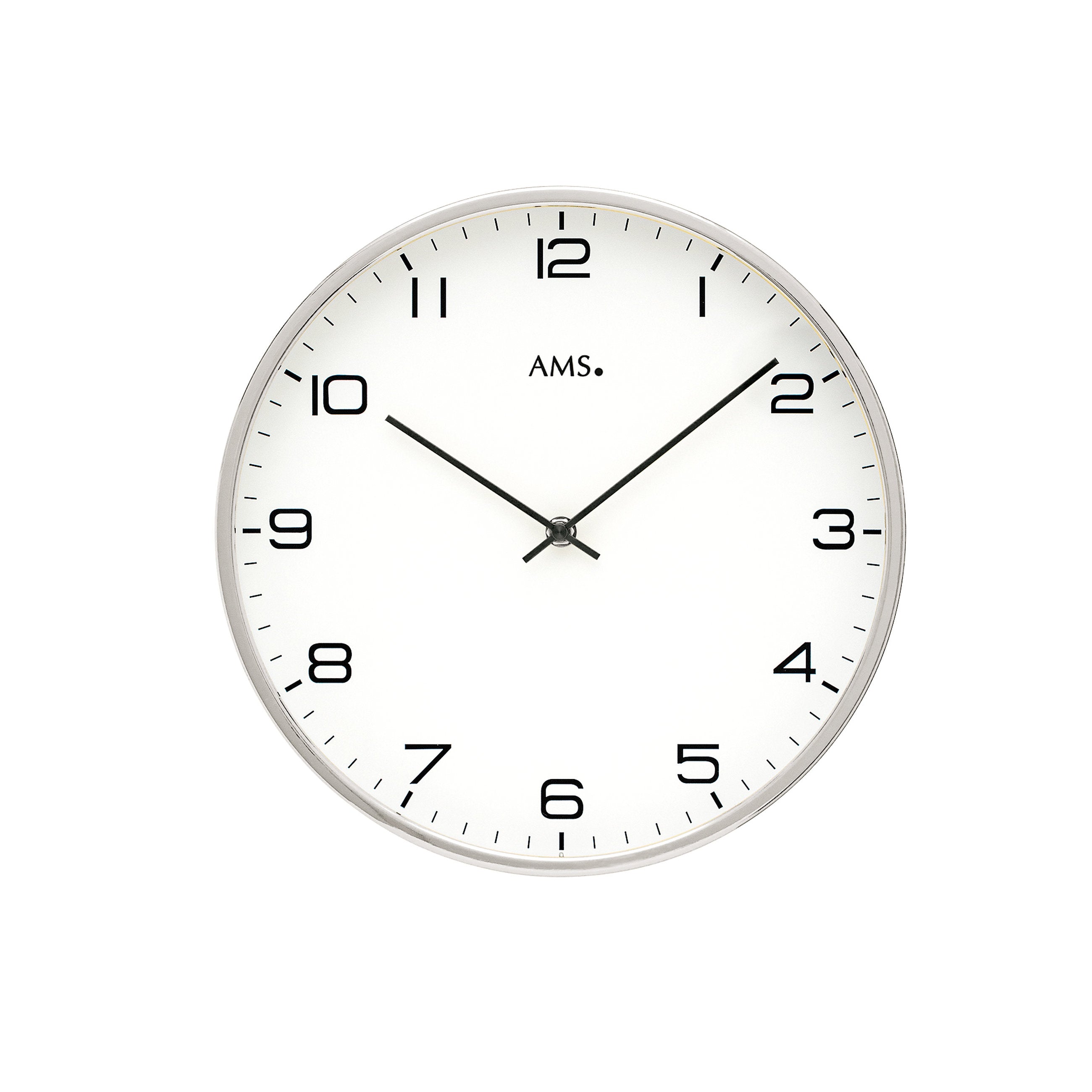 AMS W9658 Wanduhr mit vernickeltem Metallgehäuse