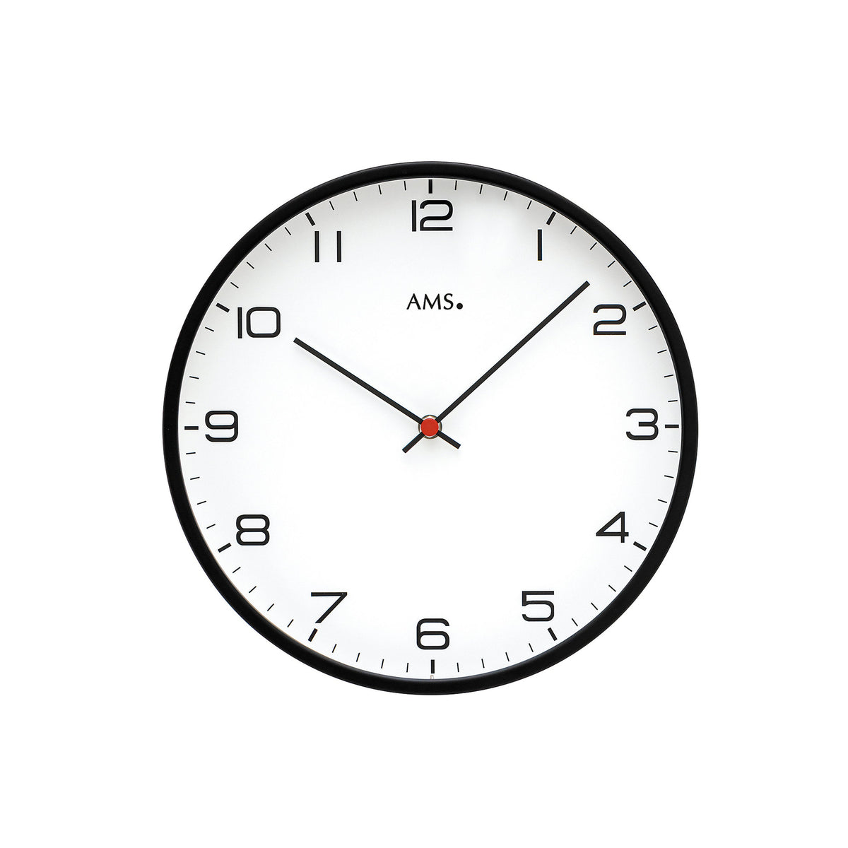 AMS W9659 Wanduhr mit schwarz lackiertem Metallgehäuse