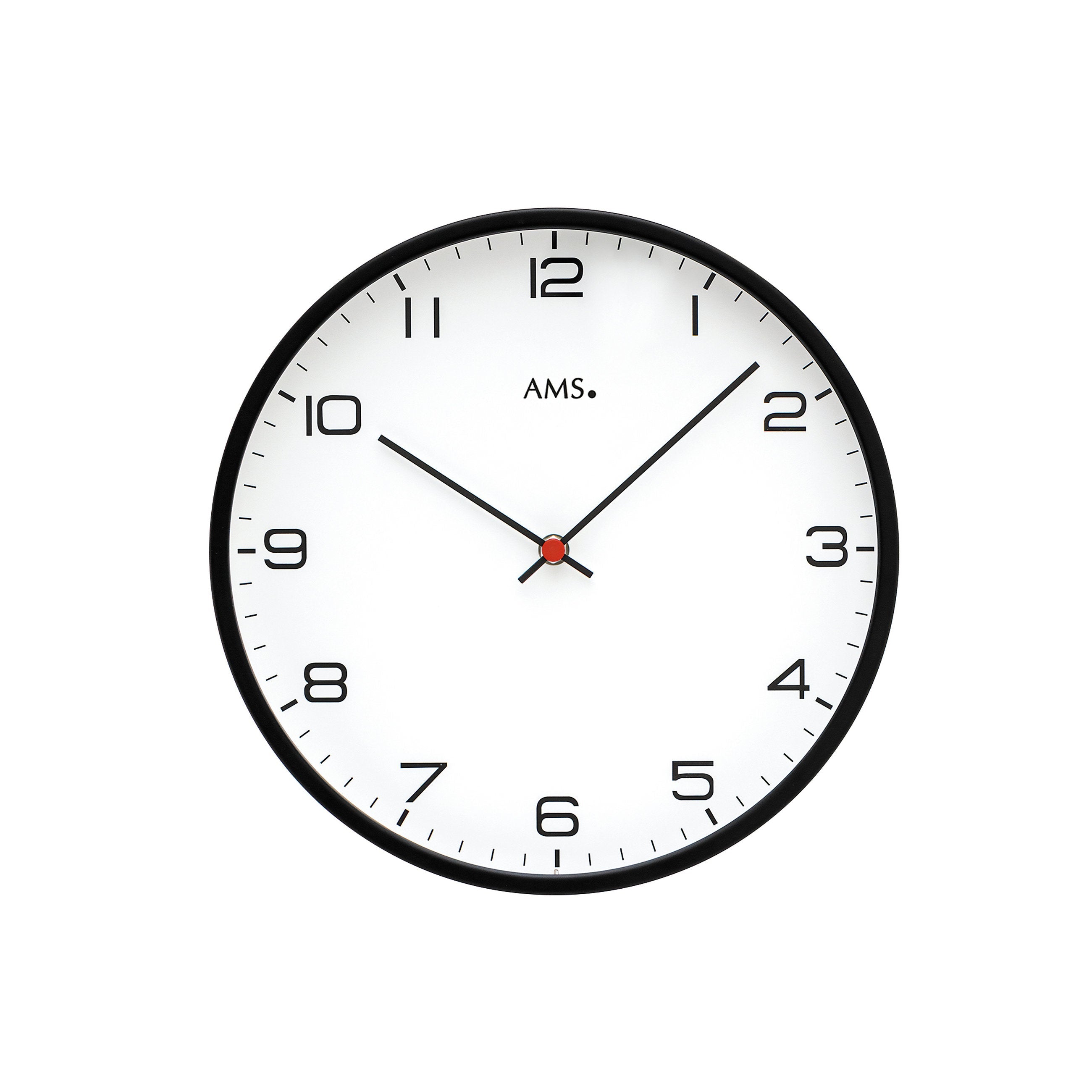 AMS W9659 Wanduhr mit schwarz lackiertem Metallgehäuse