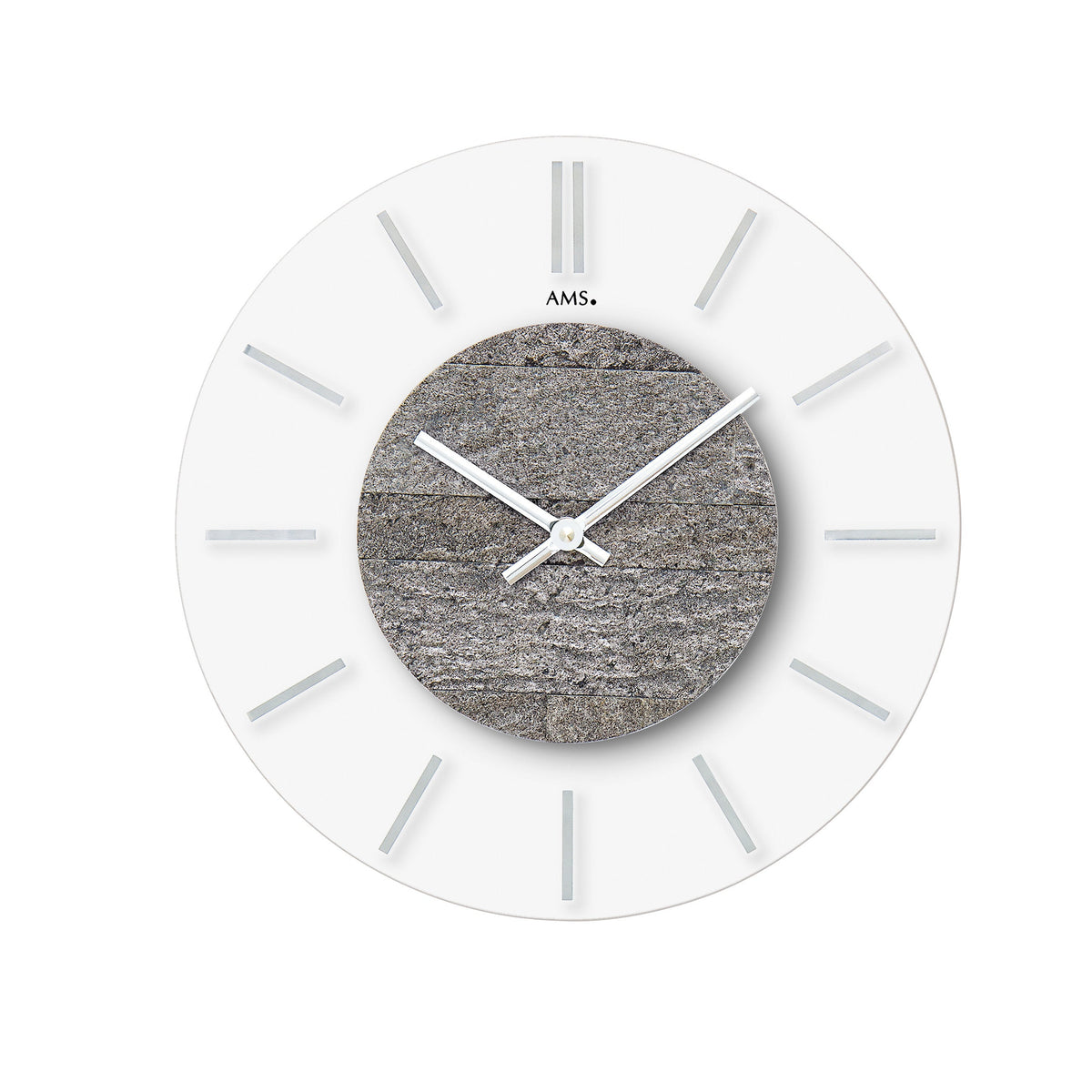 AMS W9662 Wanduhr mit Mineralglas und Steinapplikation