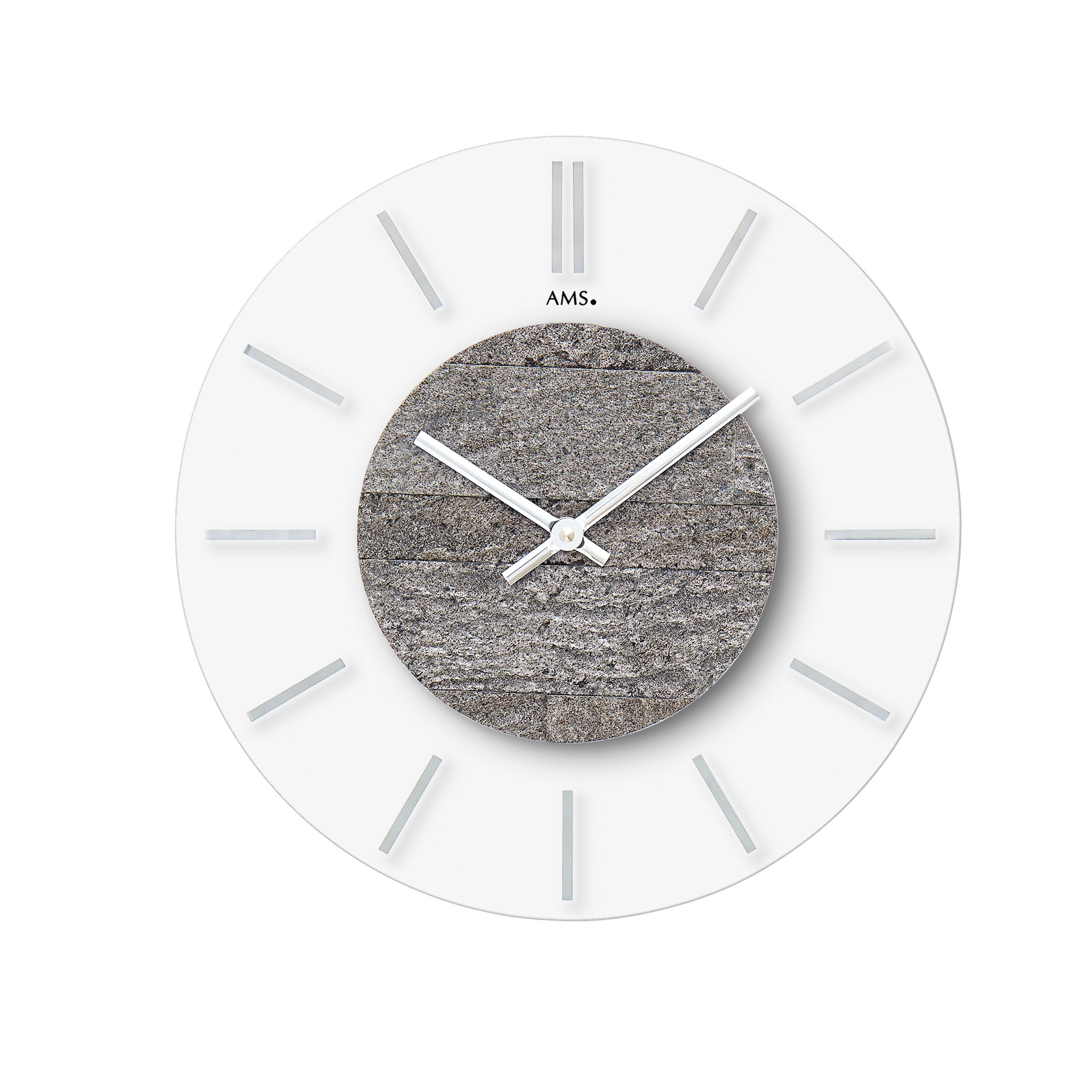 AMS W9662 Wanduhr mit Mineralglas und Steinapplikation