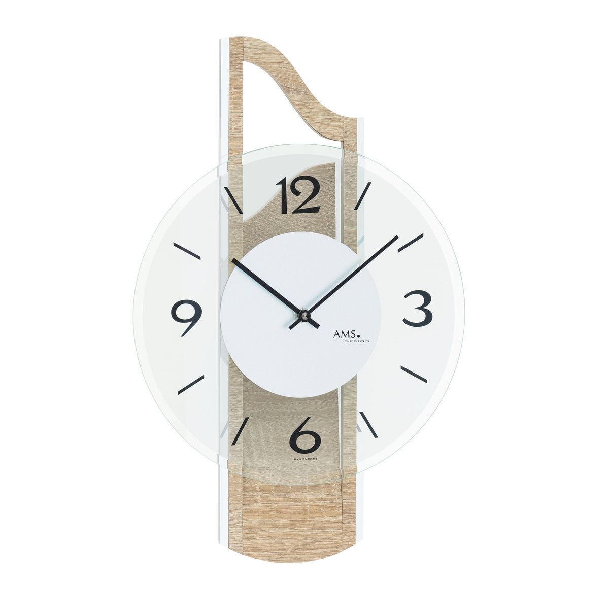 AMS W9681 Wanduhr mit 3D-Holzgehäuse Sonoma