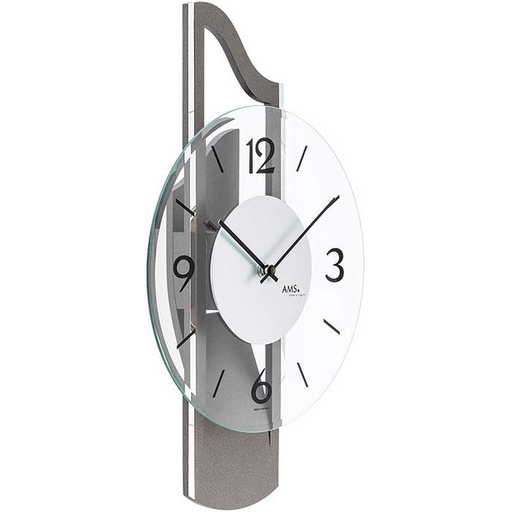 AMS W9682 Wanduhr mit 3D-Holzgehäuse anthrazitlackiert