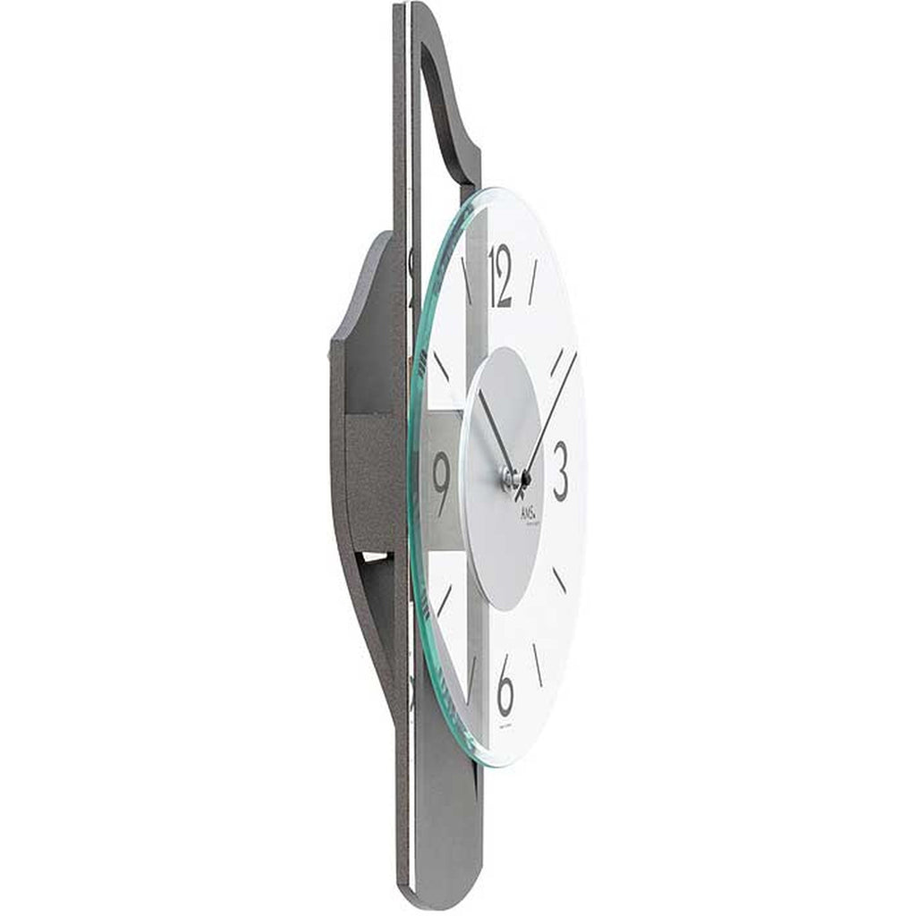 AMS W9682 Wanduhr mit 3D-Holzgehäuse anthrazitlackiert