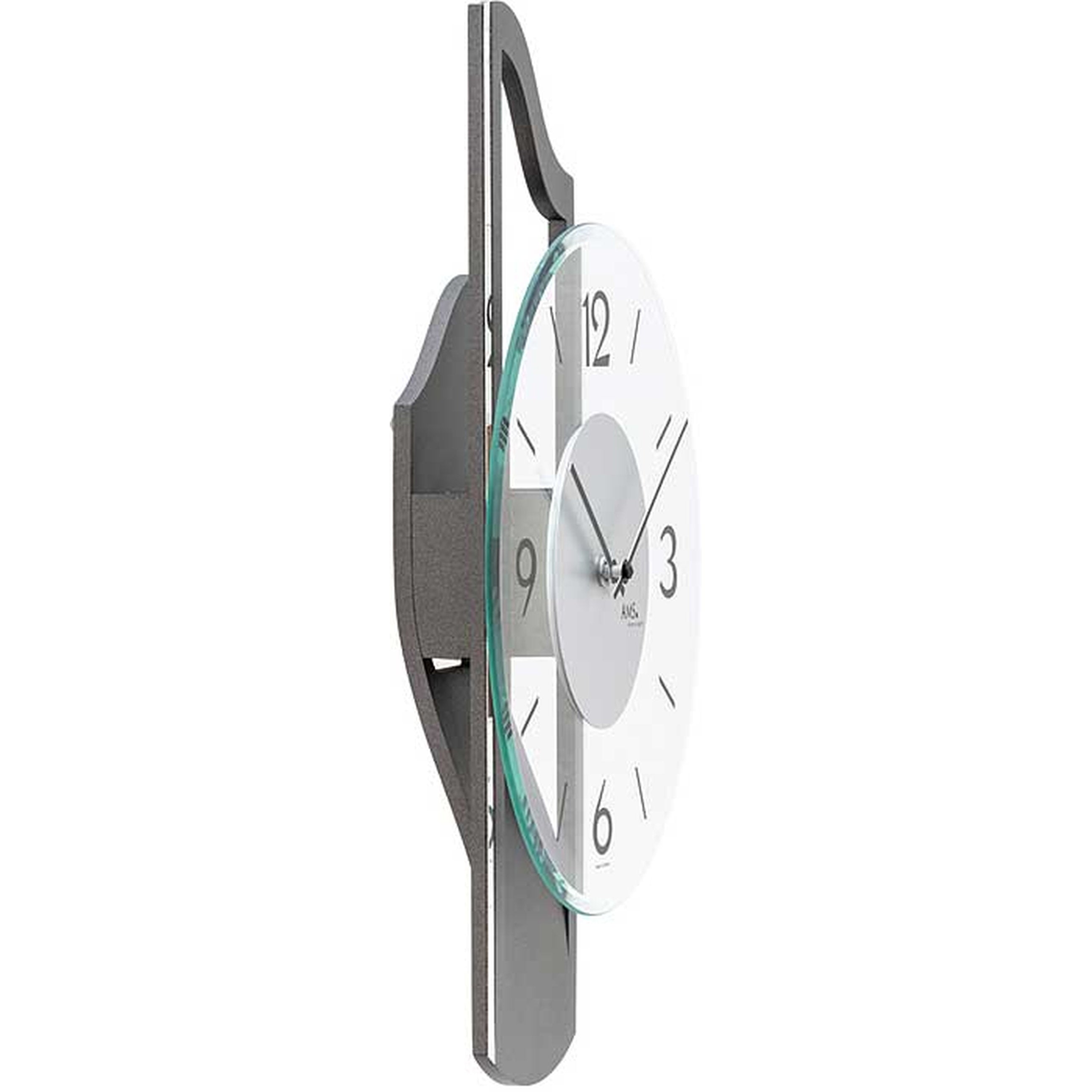 AMS W9682 Wanduhr mit 3D-Holzgehäuse anthrazitlackiert