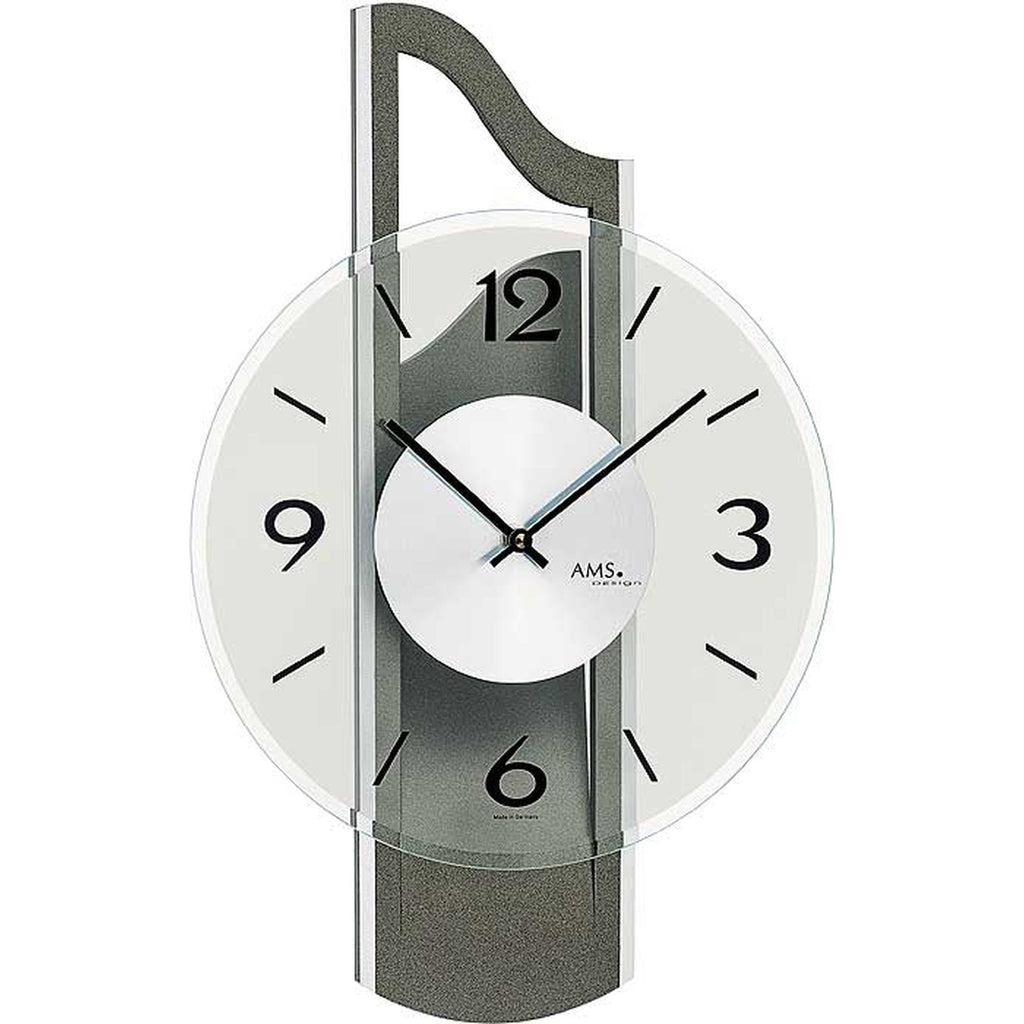 AMS W9682 Wanduhr mit 3D-Holzgehäuse anthrazitlackiert