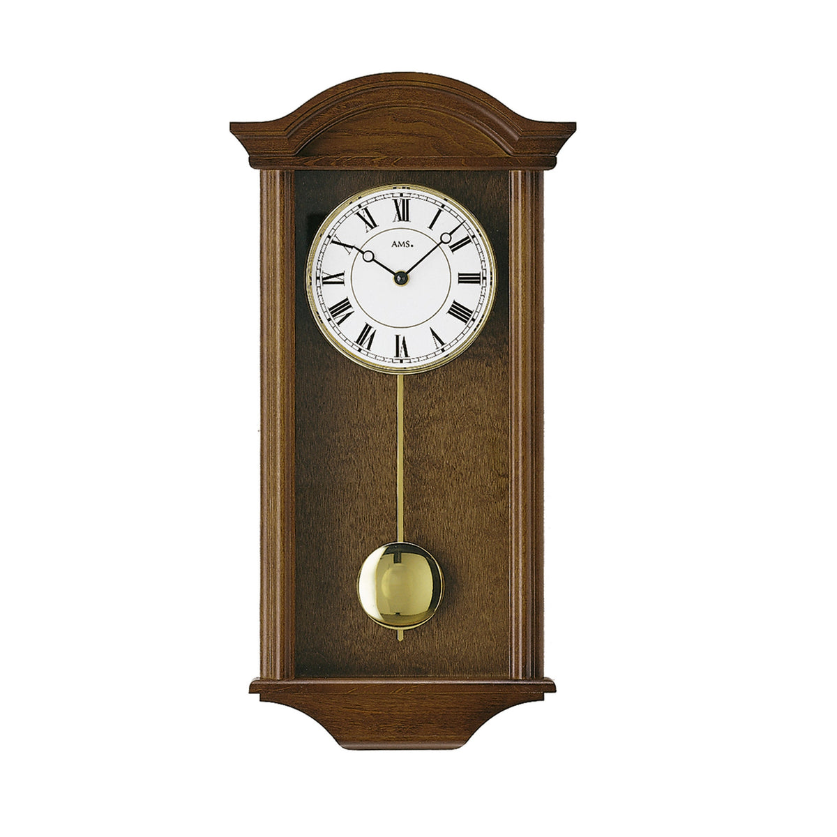 AMS W990-1 Pendelwanduhr mit Massivholz Nussbaum und Schlagwerk