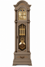 Astra Design AD210-02GB Standuhr „Residenz“ in Greige matt und dunklen Bronze aus massiver Eiche