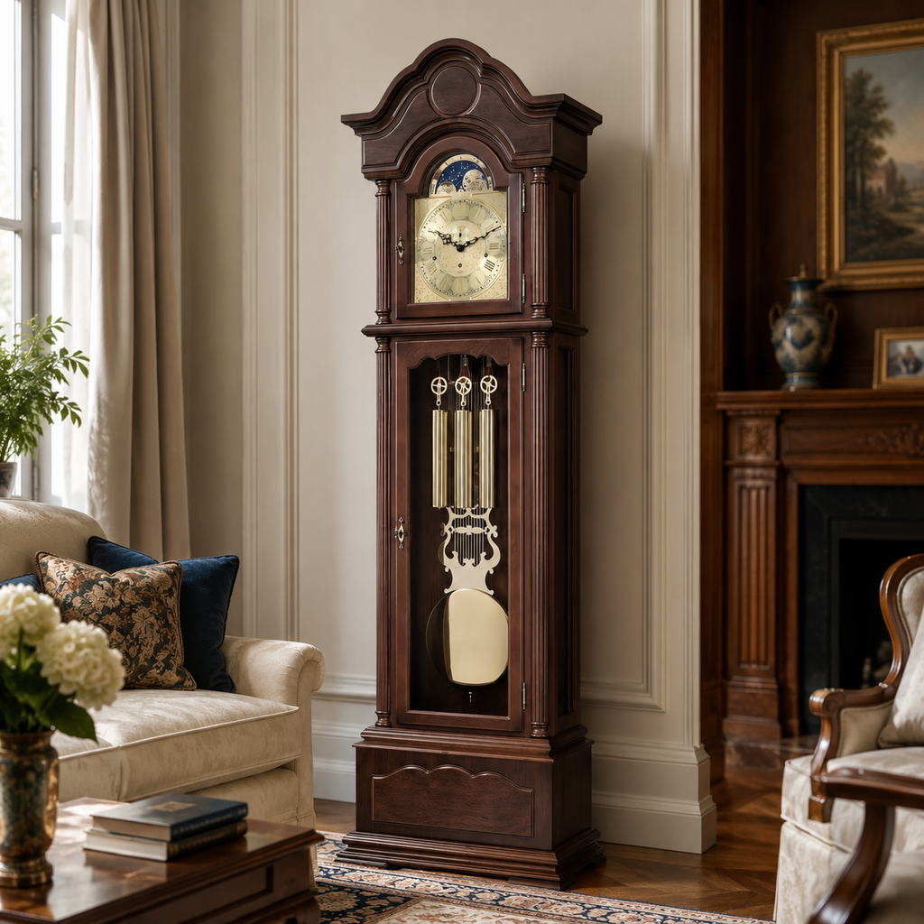 Hermle 01093-031171 Standuhr Temple Nussbaum mit Tonröhren