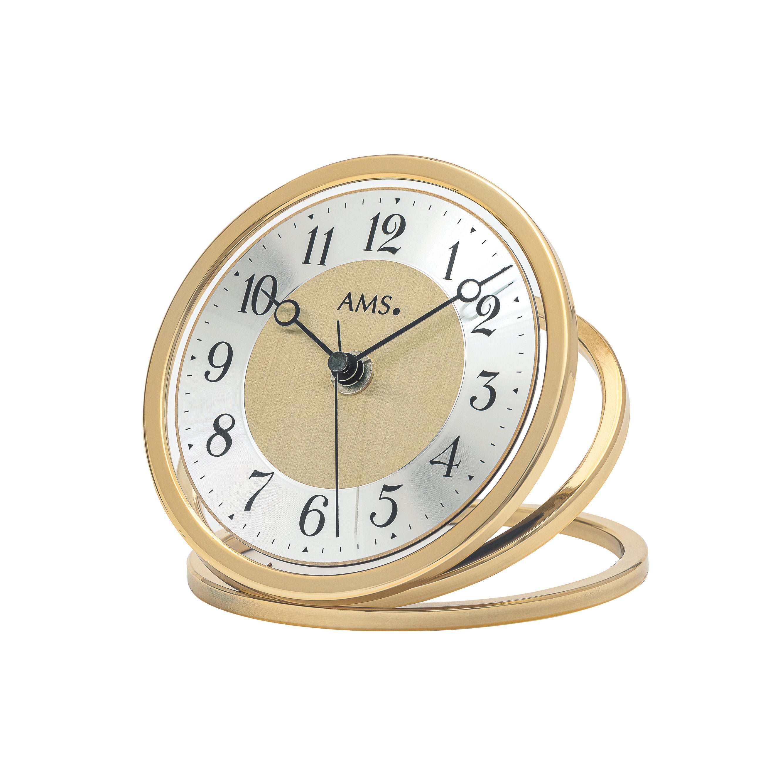 AMS F5179 Funk-Tischuhr mit Aluminiumgehäuse in Gold-Silber-Optik