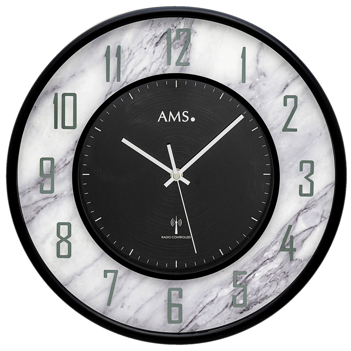AMS F5588A Funkuhr in Marmoroptik mit Aluminium-Zifferblatt