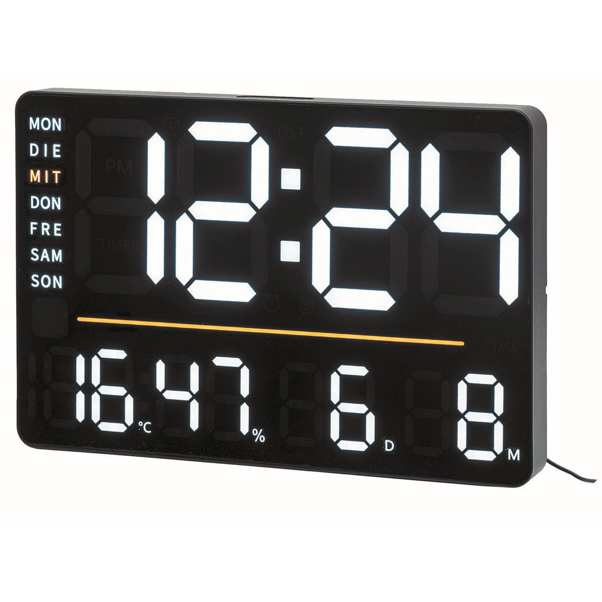 AMS T1306 Tisch- und Wanduhr mit digitaler LED-Anzeige