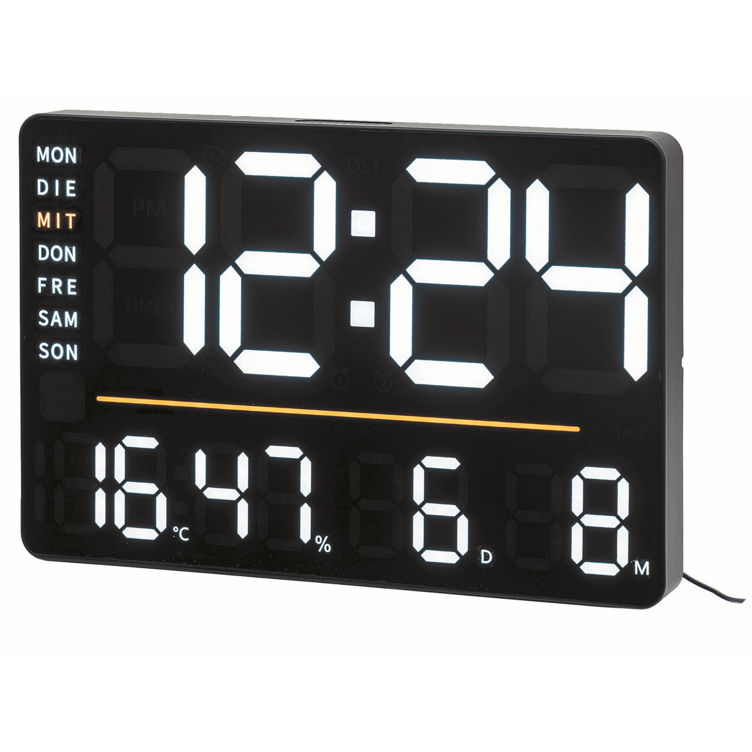 AMS T1306 Tisch- und Wanduhr mit digitaler LED-Anzeige