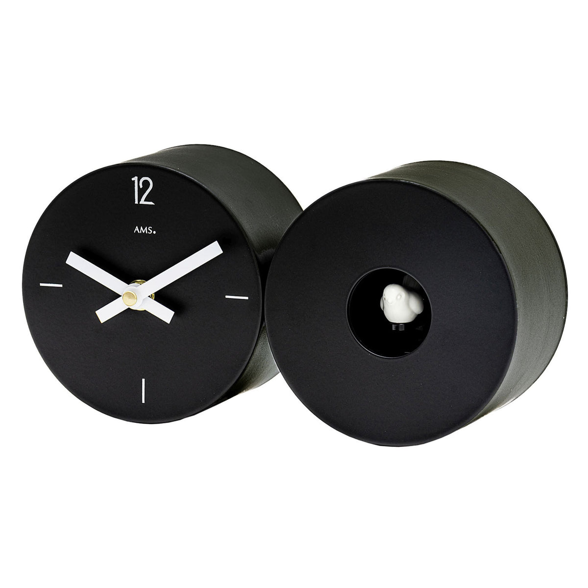 AMS T1310 Tisch- und Wanduhr mit Kuckucksruf und Metallgehäuse
