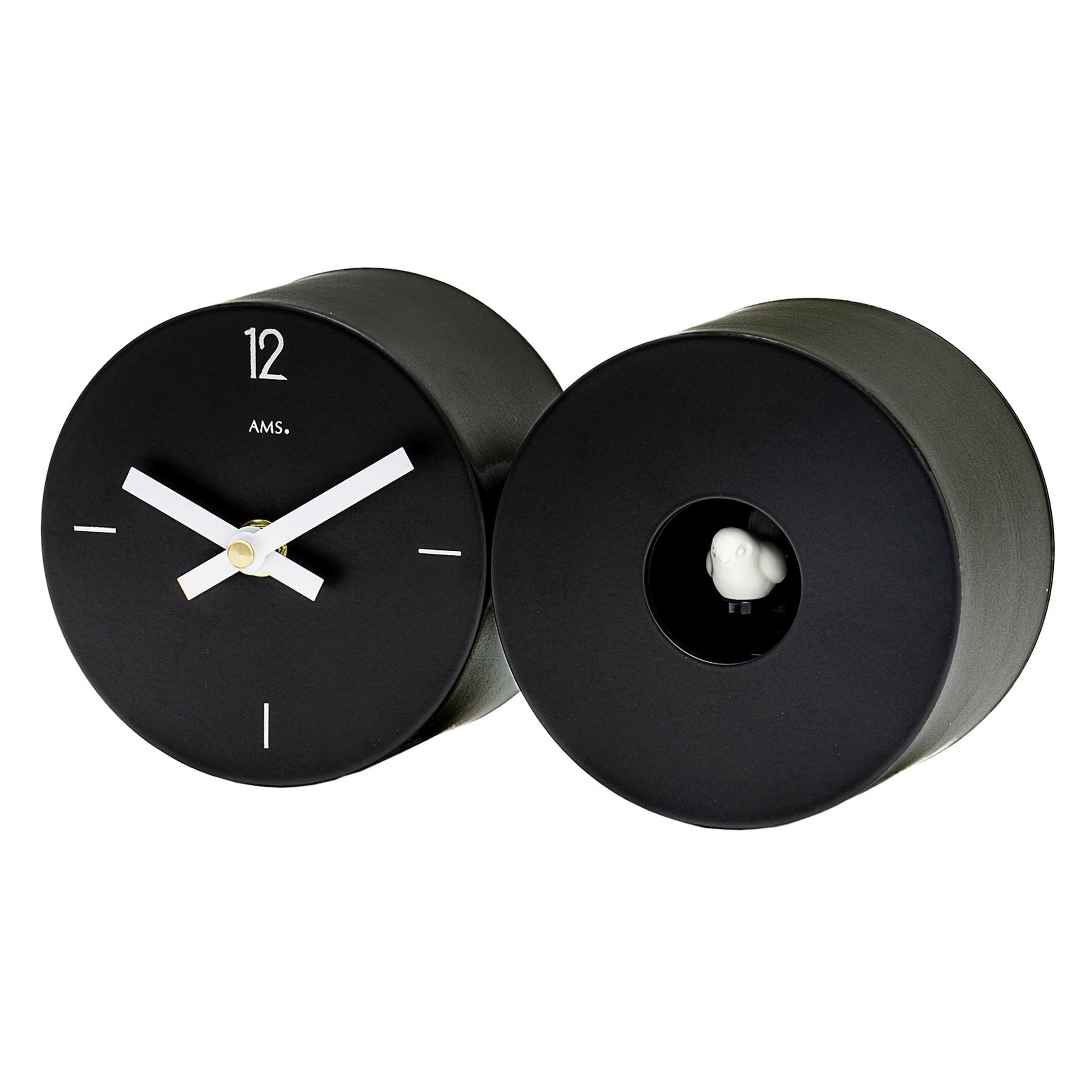 AMS T1310 Tisch- und Wanduhr mit Kuckucksruf und Metallgehäuse