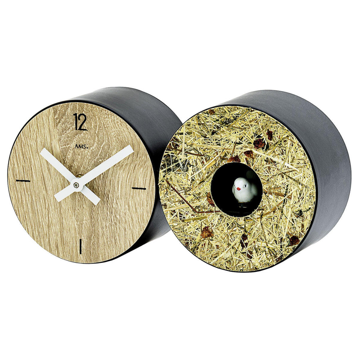 AMS T1312 Tischuhr mit Quarzwerk und Holzgehäuse