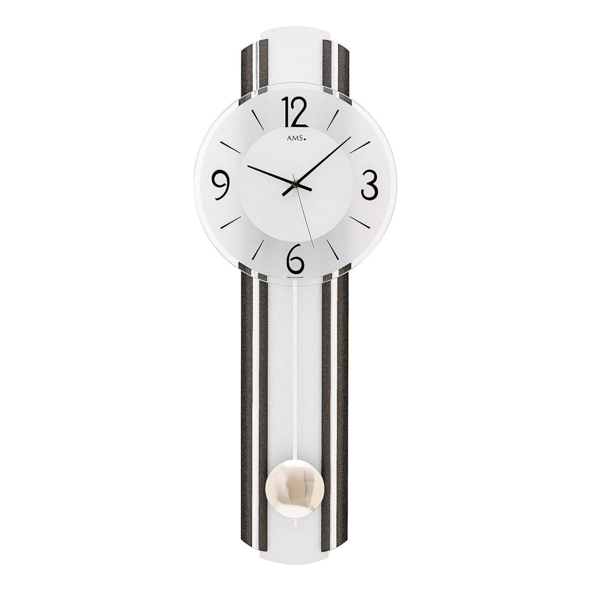 AMS W7230 Pendelwanduhr mit anthrazitfarbenem Holzgehäuse