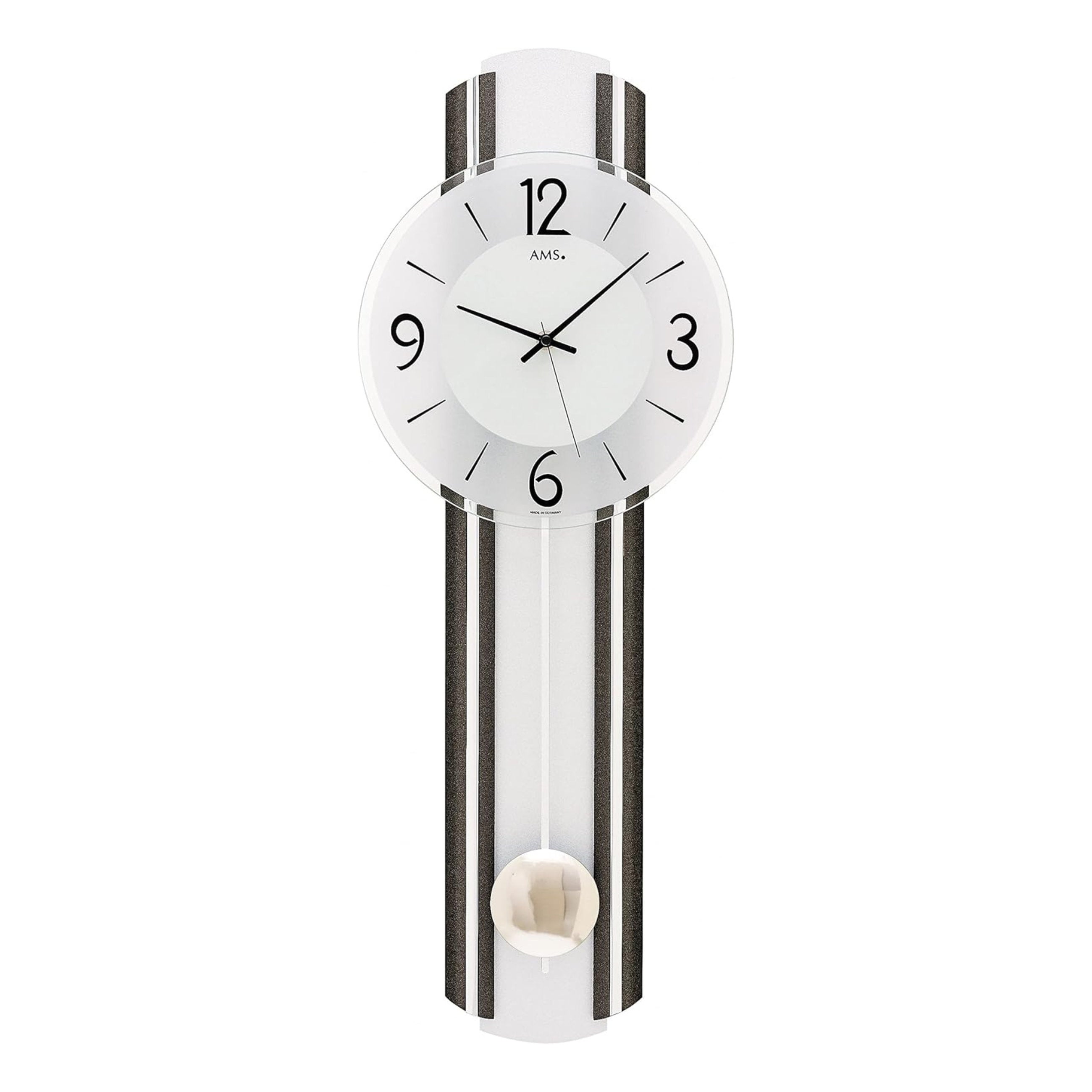 AMS W7230 Pendelwanduhr mit anthrazitfarbenem Holzgehäuse