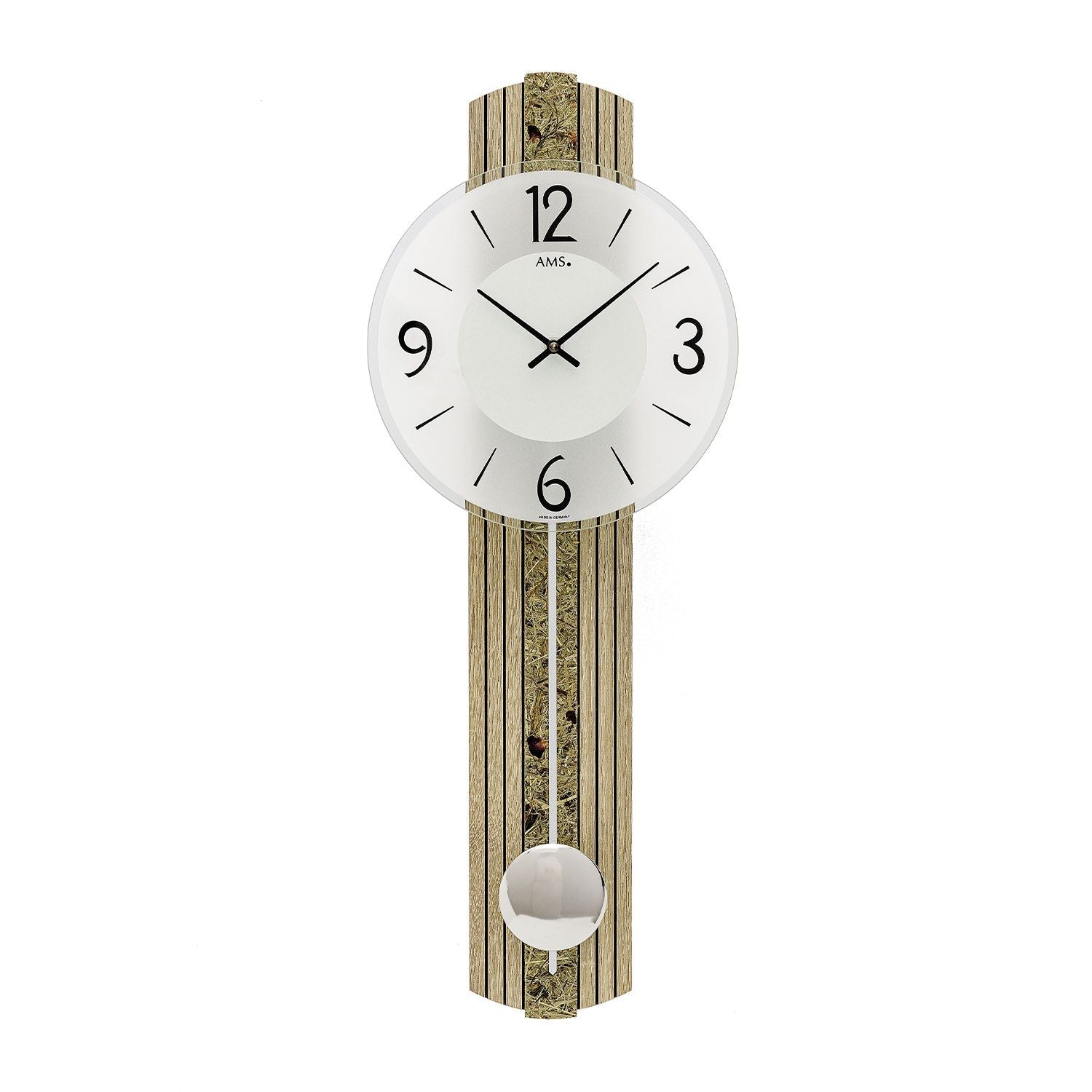 AMS W7489 Pendelwanduhr mit Sonoma-Gehäuse und Almheu-Auflage