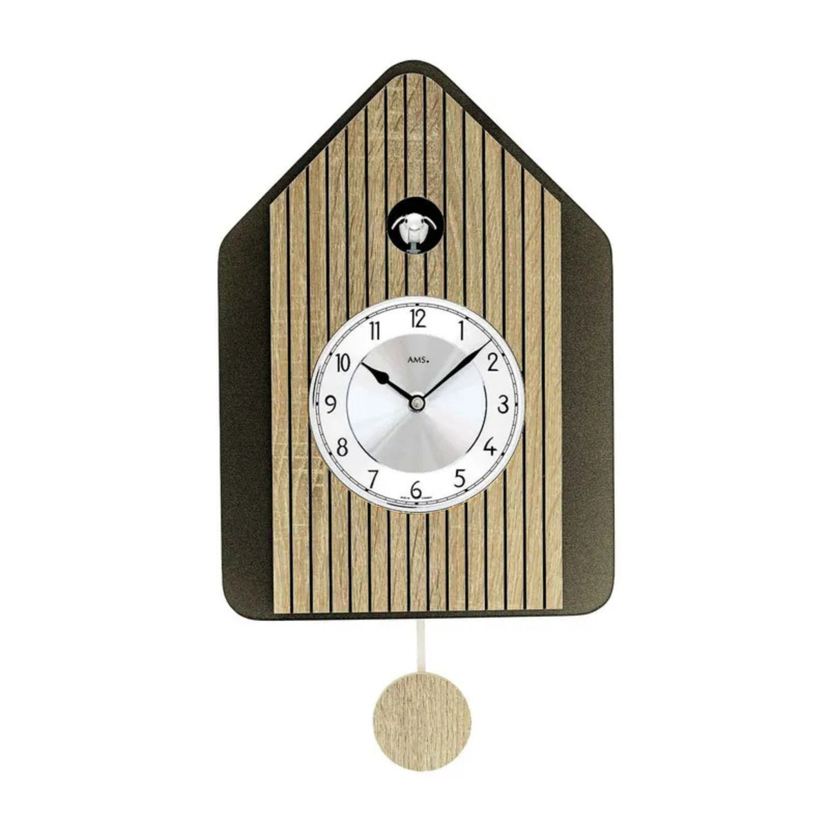 AMS W7494 Kuckucksuhr mit blauem Vogel-Design und Quarz-Pendelwerk