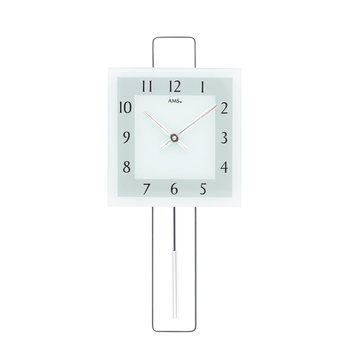 AMS W7504 Pendelwanduhr mit Metall-Design und Mineralglas