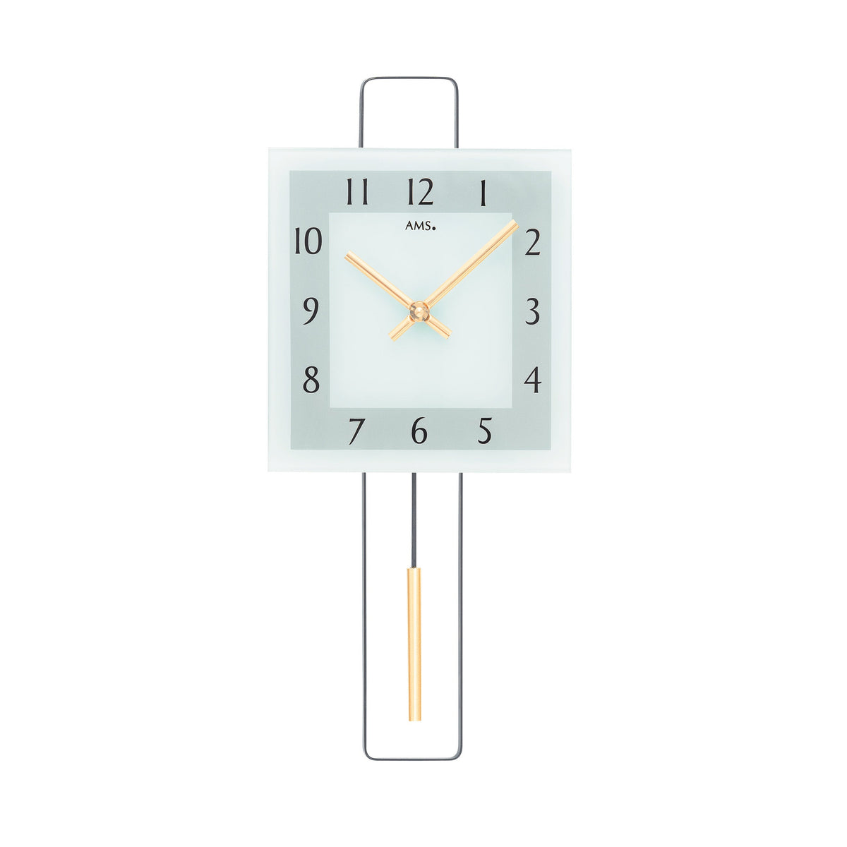 AMS W7505 Pendelwanduhr mit Metall-Design und Mineralglas