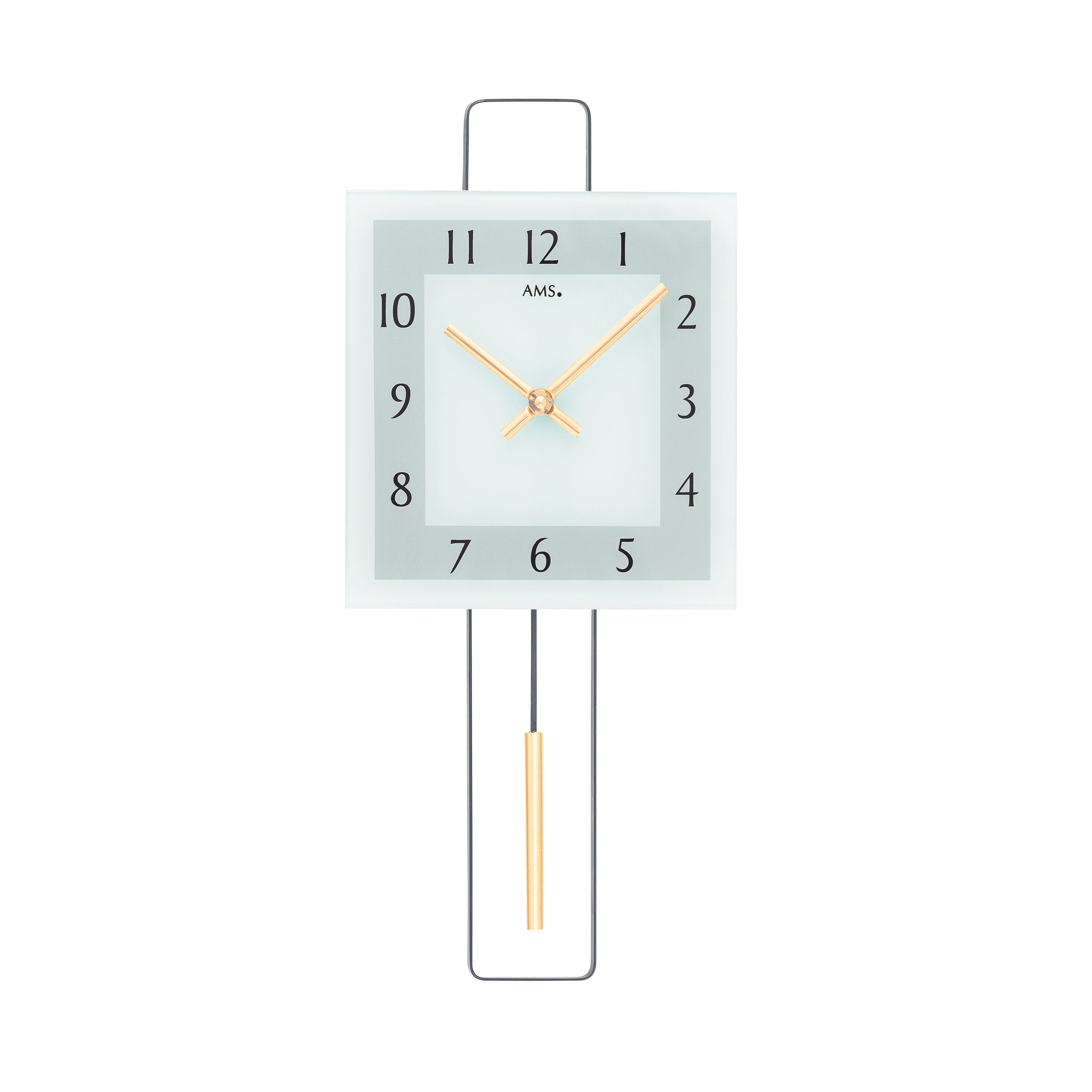 AMS W7505 Pendelwanduhr mit Metall-Design und Mineralglas