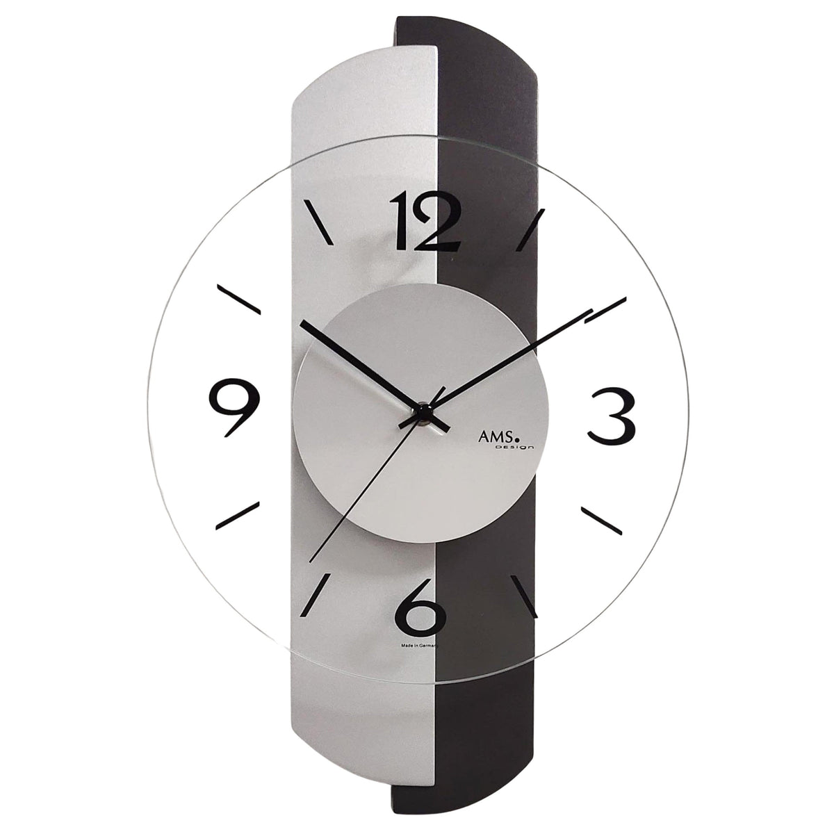 AMS W9206 Wanduhr mit anthrazitfarbenem Holzgehäuse