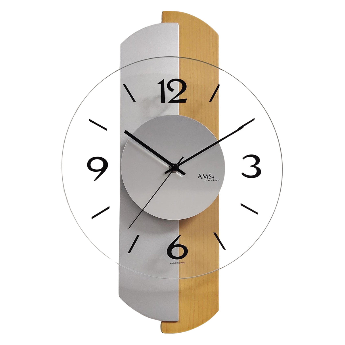AMS W9209 Wanduhr mit Buchenholzgehäuse