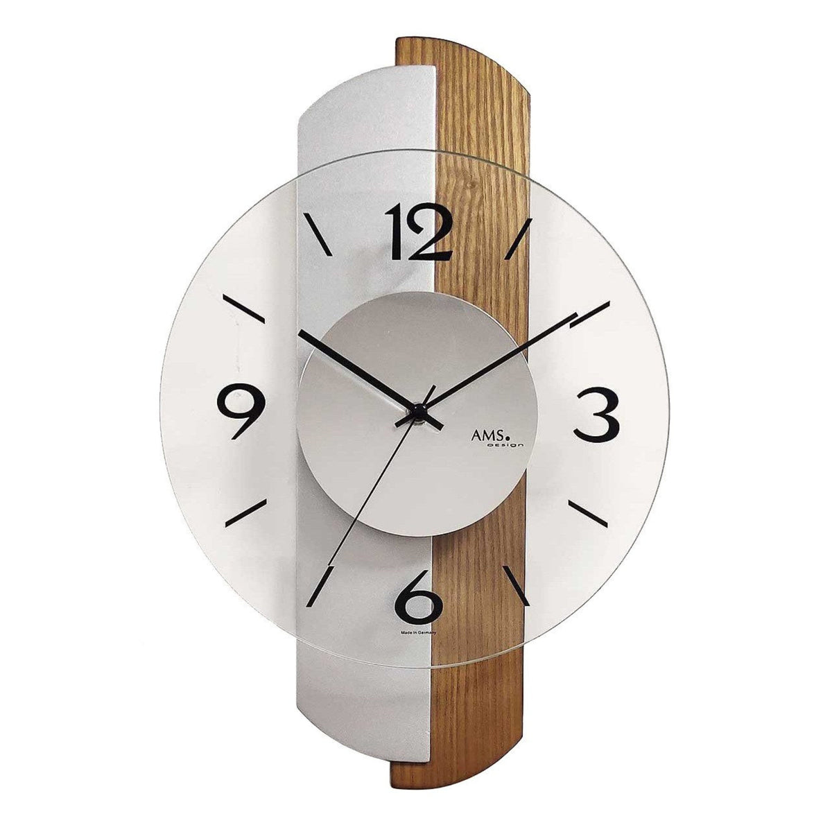 AMS W9211 Wanduhr mit eichelackiertem Holzgehäuse