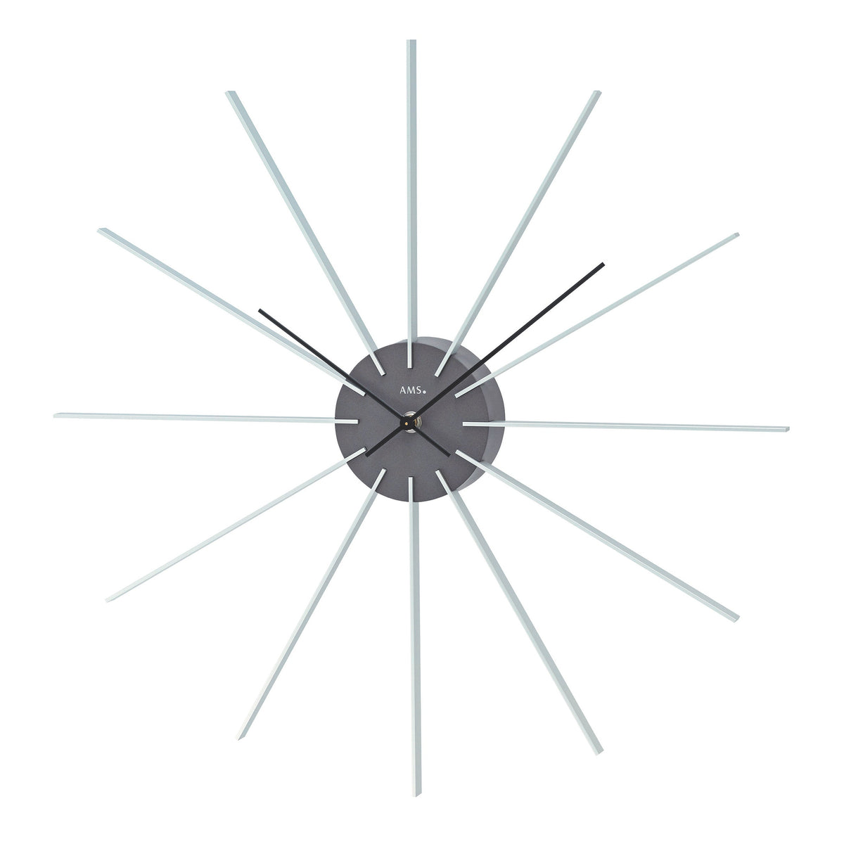 AMS W9595 Wanduhr dunkelgrau mit Aluminiumstäben