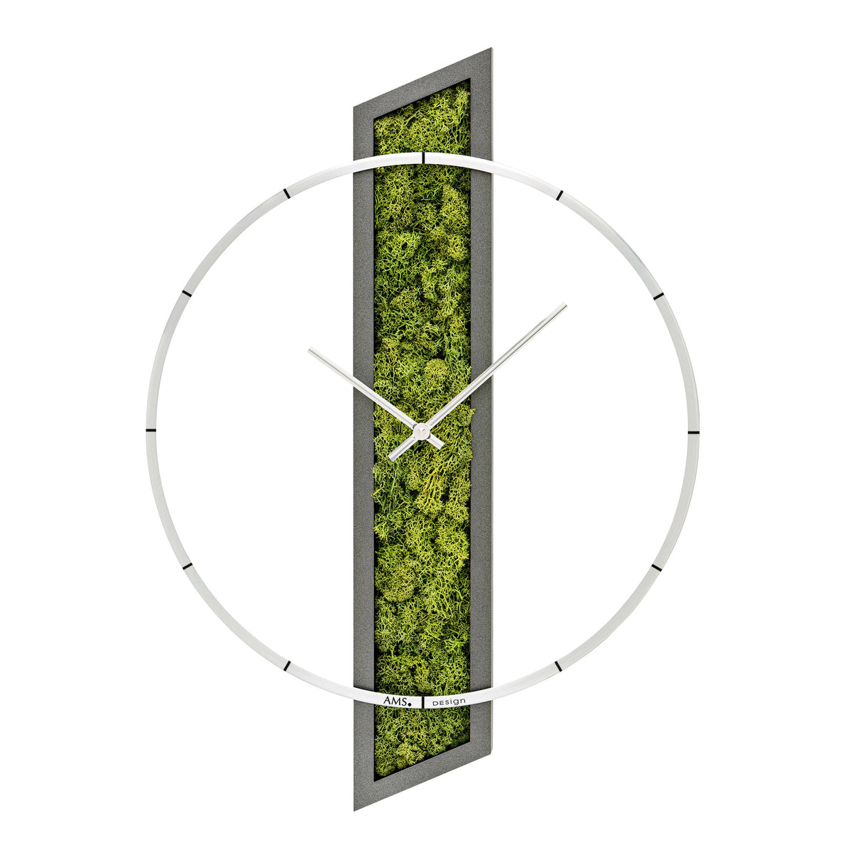 AMS W9605 Wanduhr mit Holzgehäuse und Moos