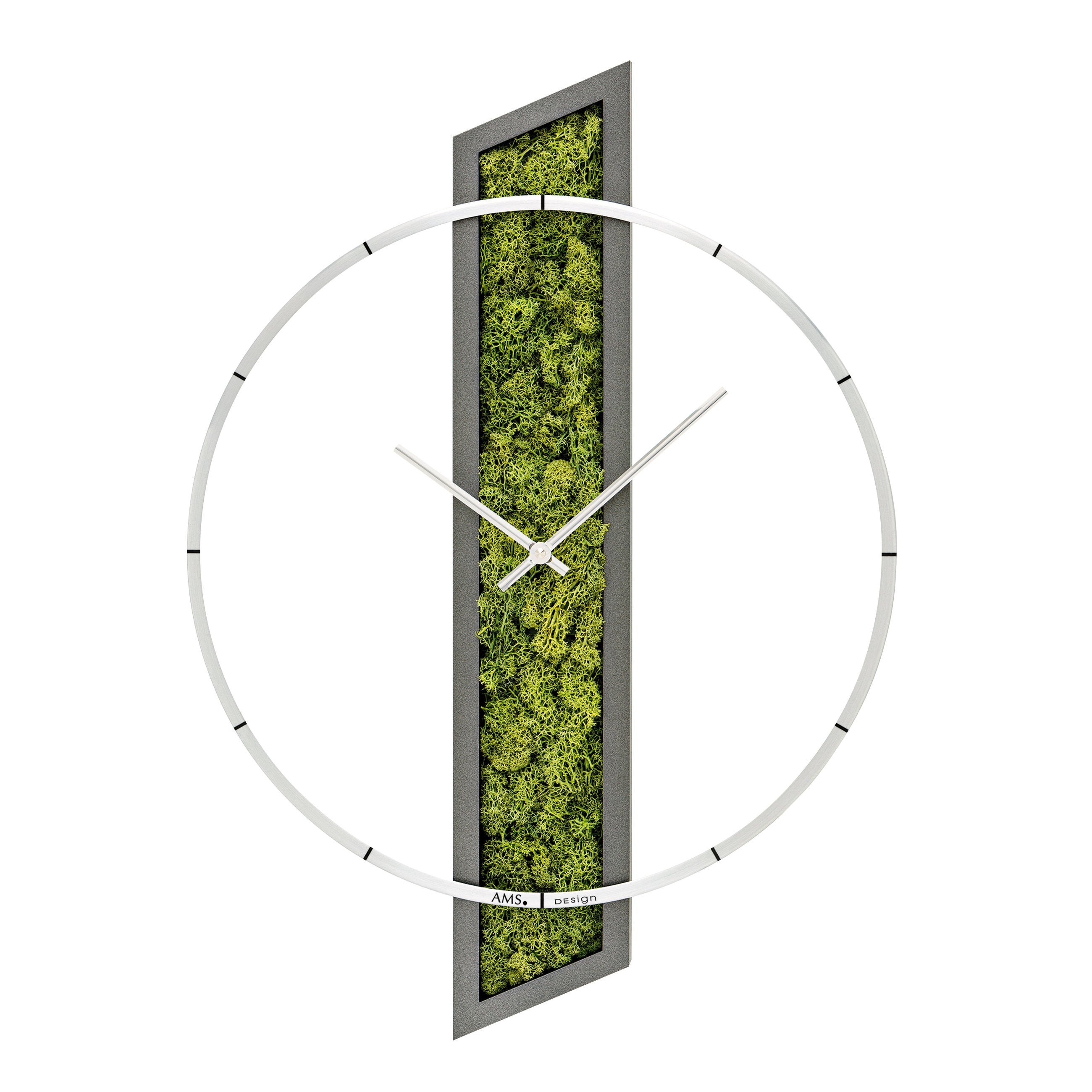 AMS W9605 Wanduhr mit Holzgehäuse und Moos
