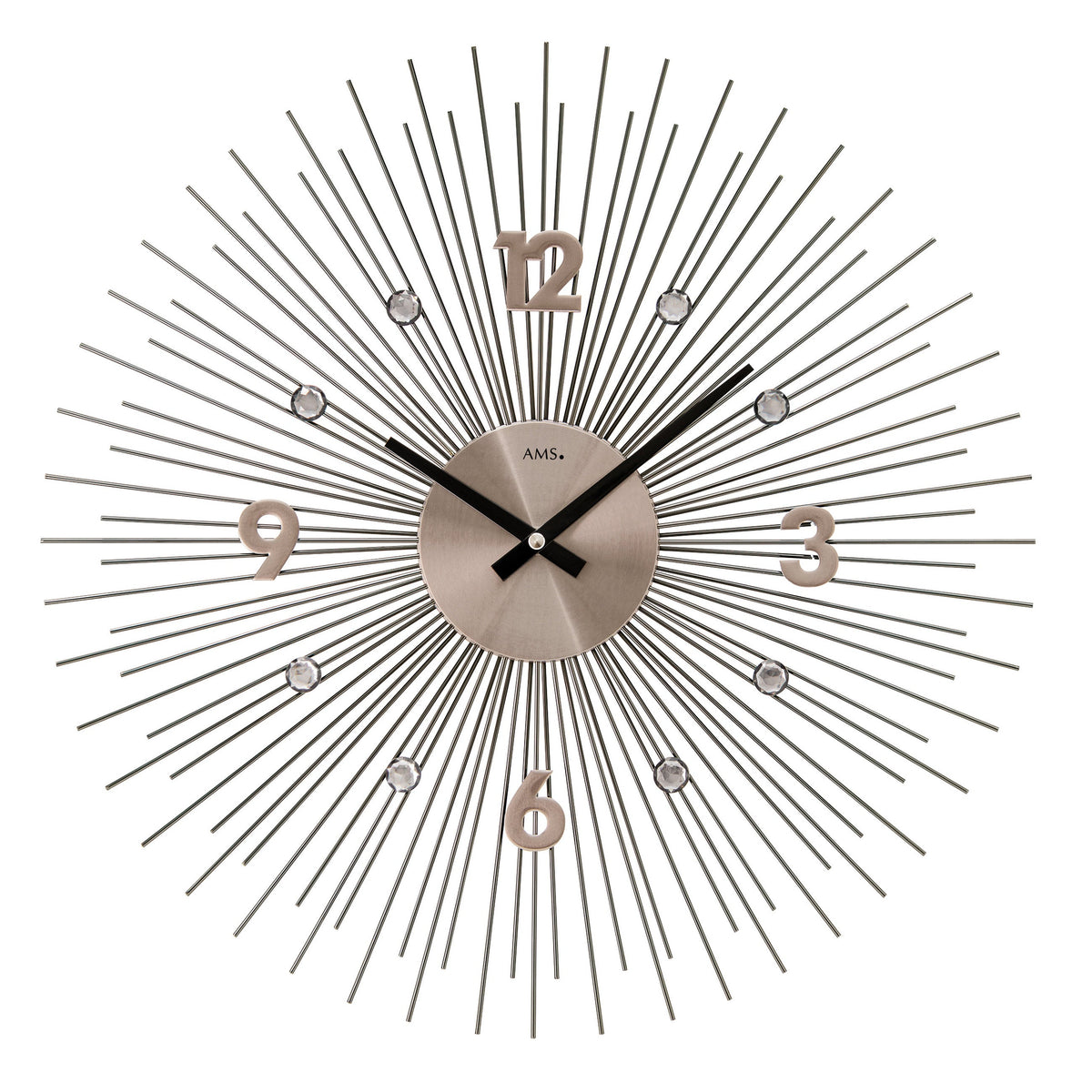 AMS W9610 Wanduhr mit Metallgehäuse in Strahlen-Optik Anthrazit
