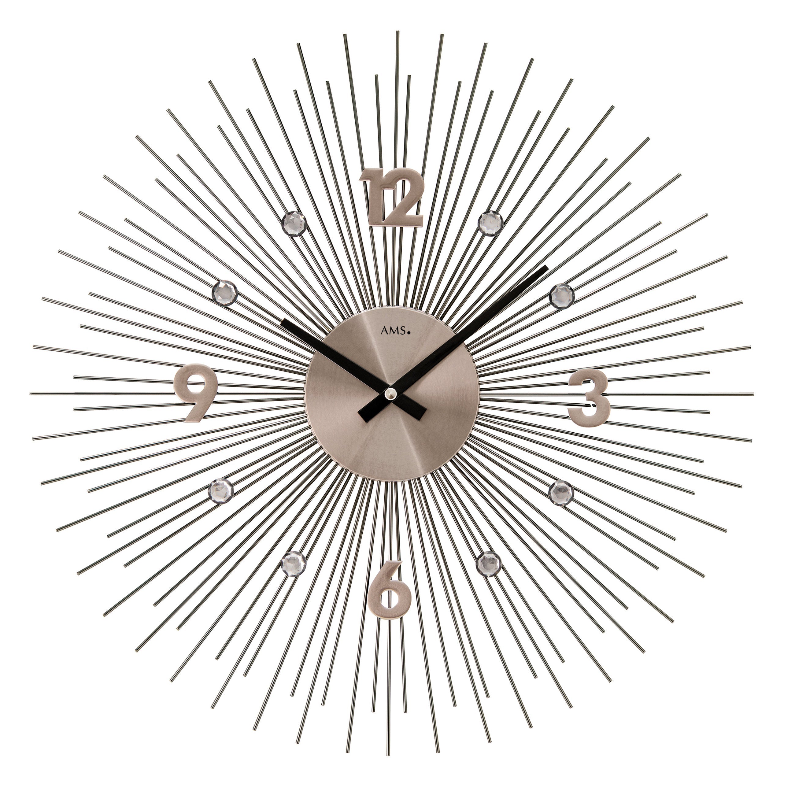 AMS W9610 Wanduhr mit Metallgehäuse in Strahlen-Optik Anthrazit