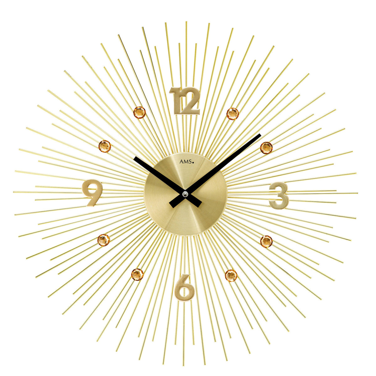 AMS W9611 Wanduhr mit Metallgehäuse in Strahlen-Optik Gold