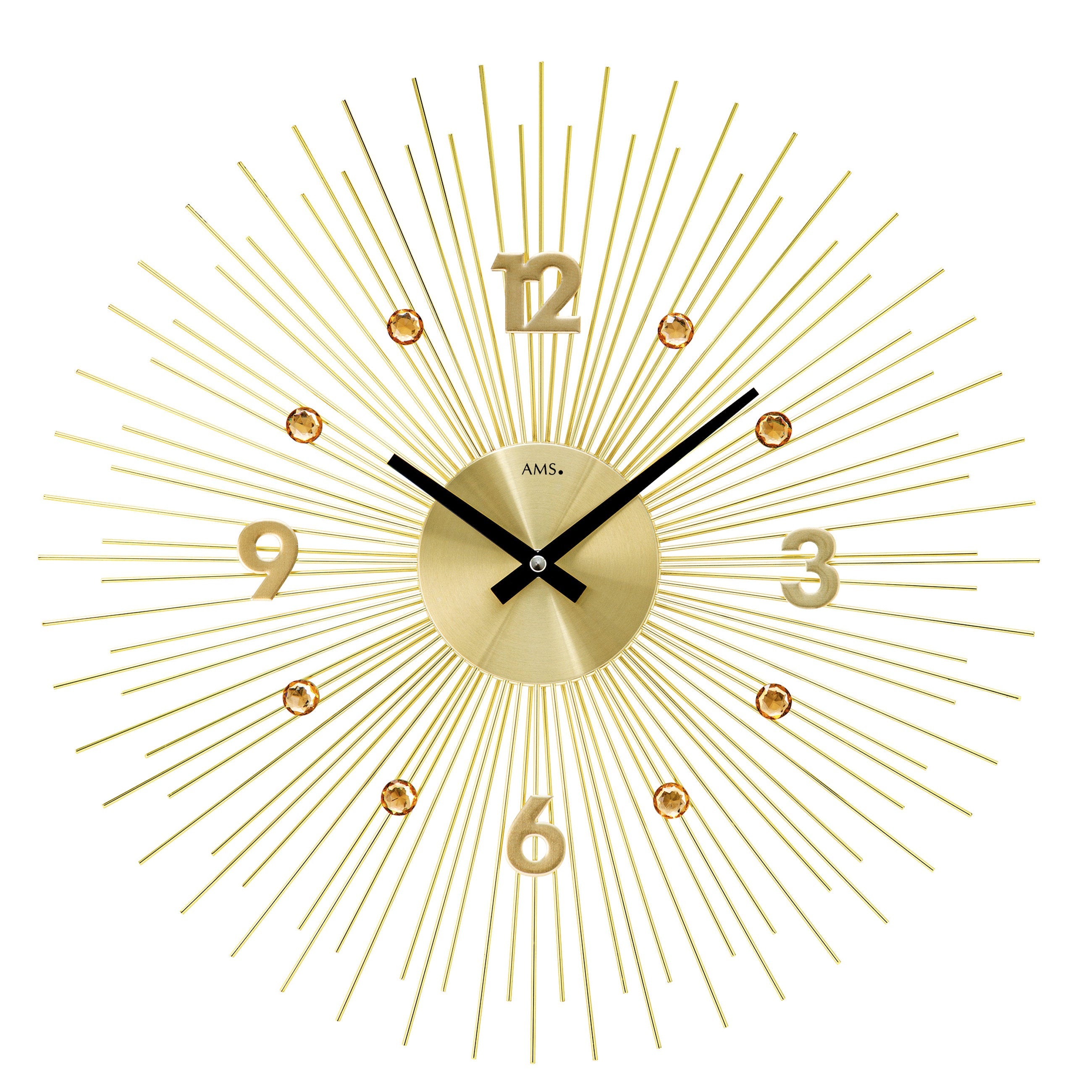 AMS W9611 Wanduhr mit Metallgehäuse in Strahlen-Optik Gold
