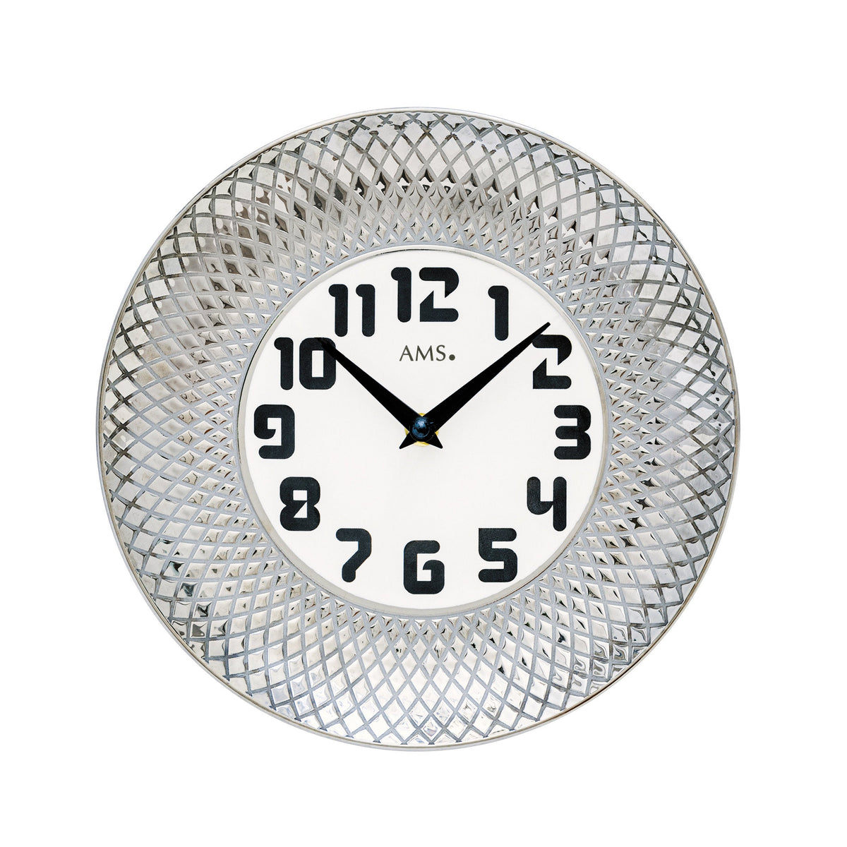 AMS W9614 Wanduhr mit Keramikgehäuse in Silber