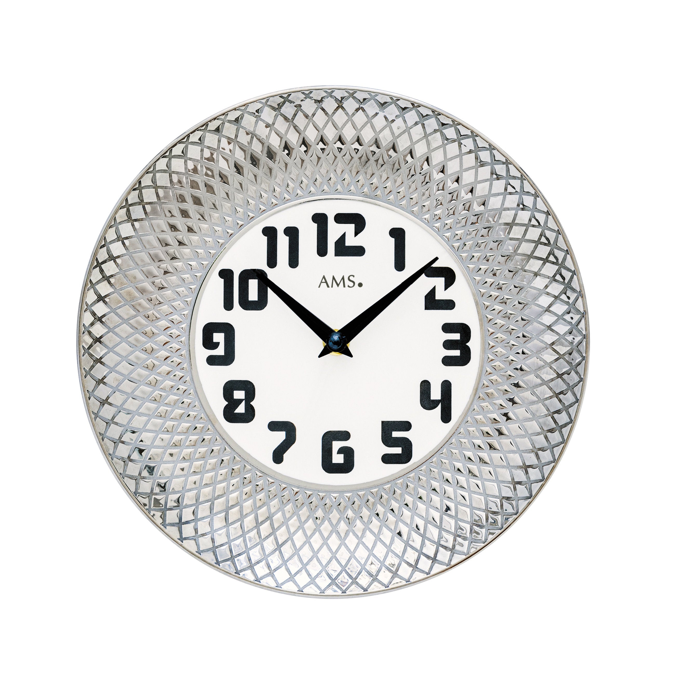 AMS W9614 Wanduhr mit Keramikgehäuse in Silber