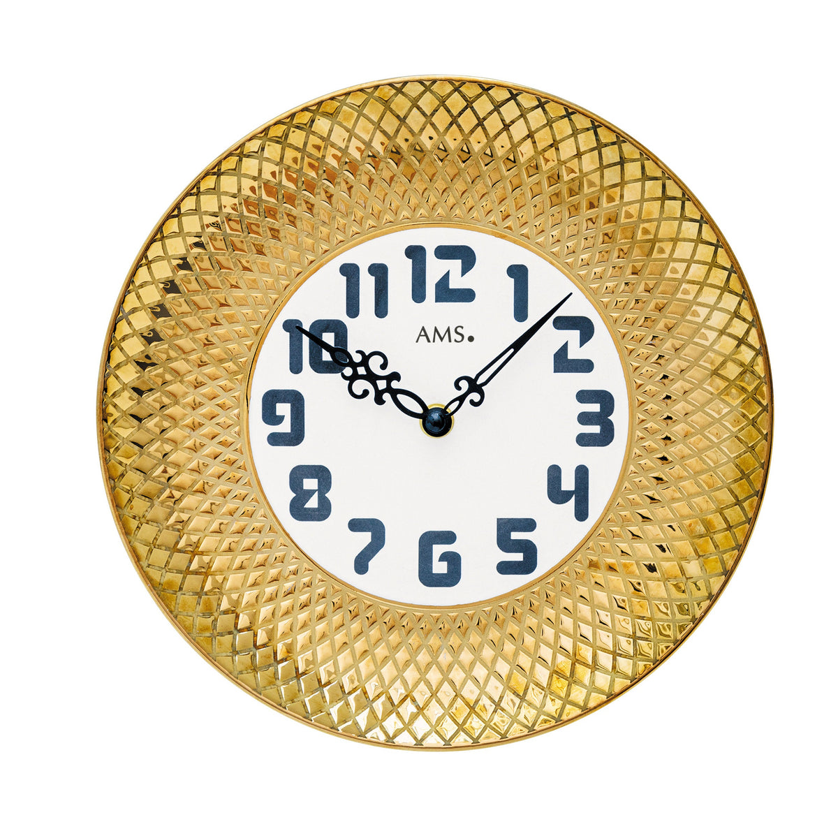 AMS W9615 Wanduhr mit Keramikgehäuse in Gold