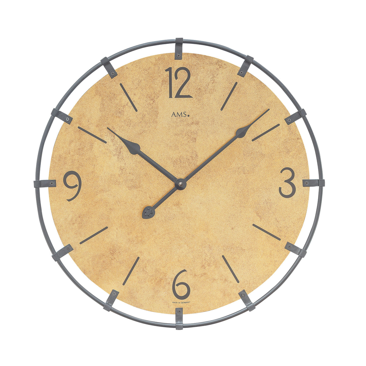 AMS W9616mo Wanduhr mit Holzgehäuse und Metallring