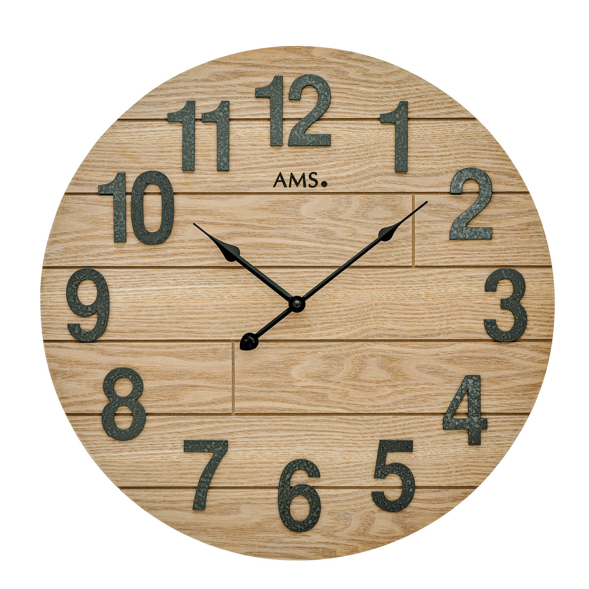 AMS W9617 Wanduhr mit Holzgehäuse und aufgelegten Zahlen