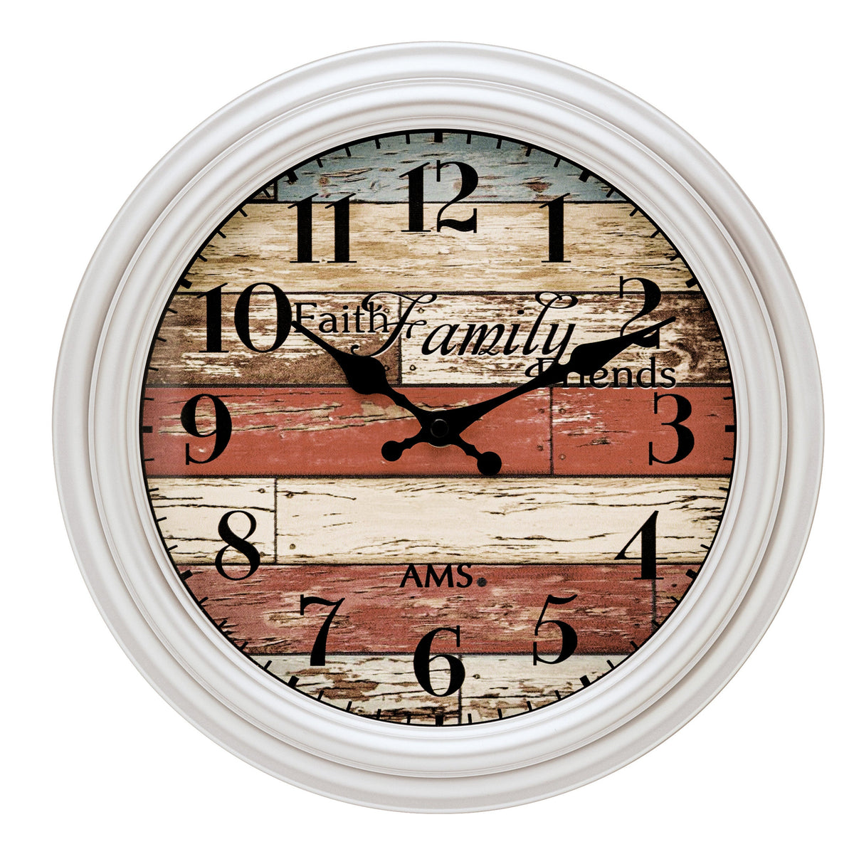 AMS W9618 Wanduhr mit Kunststoffgehäuse in Silber