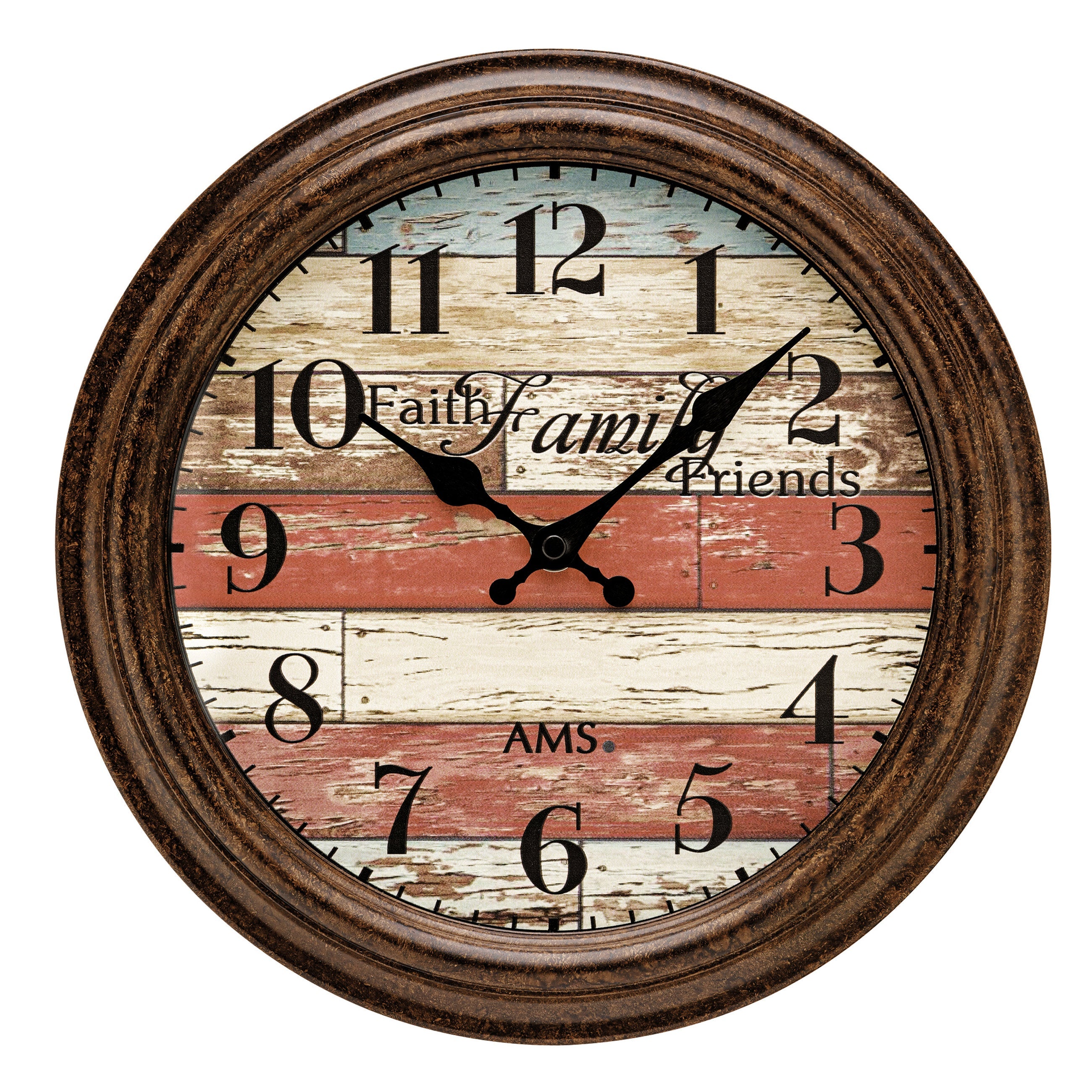 AMS W9619 Wanduhr mit Kunststoffgehäuse in Braun Antik