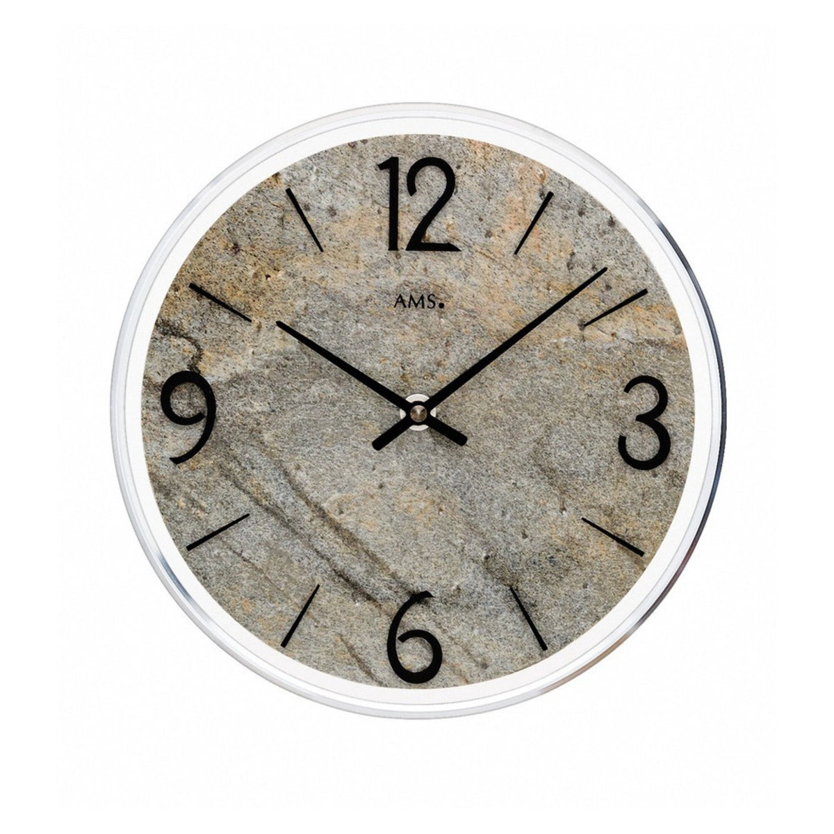 AMS W9633 Wanduhr mit Stein-Zifferblatt und Aluminium-Frontreif