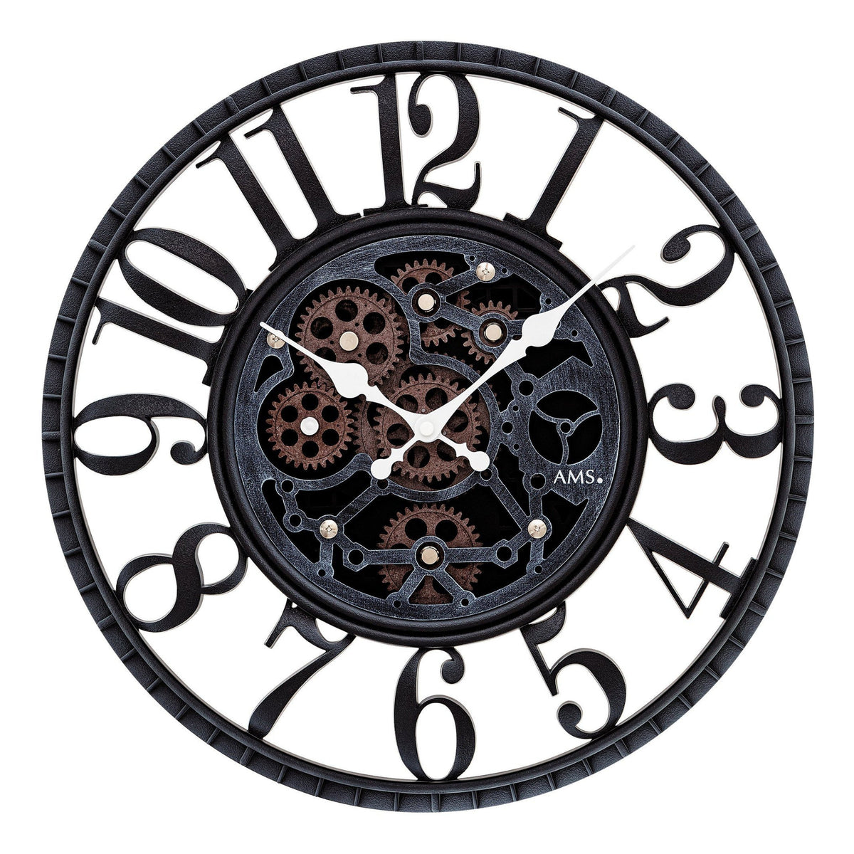 AMS W9634 Wanduhr mit Kunststoffgehäuse und separat bewegtem Räderwerk