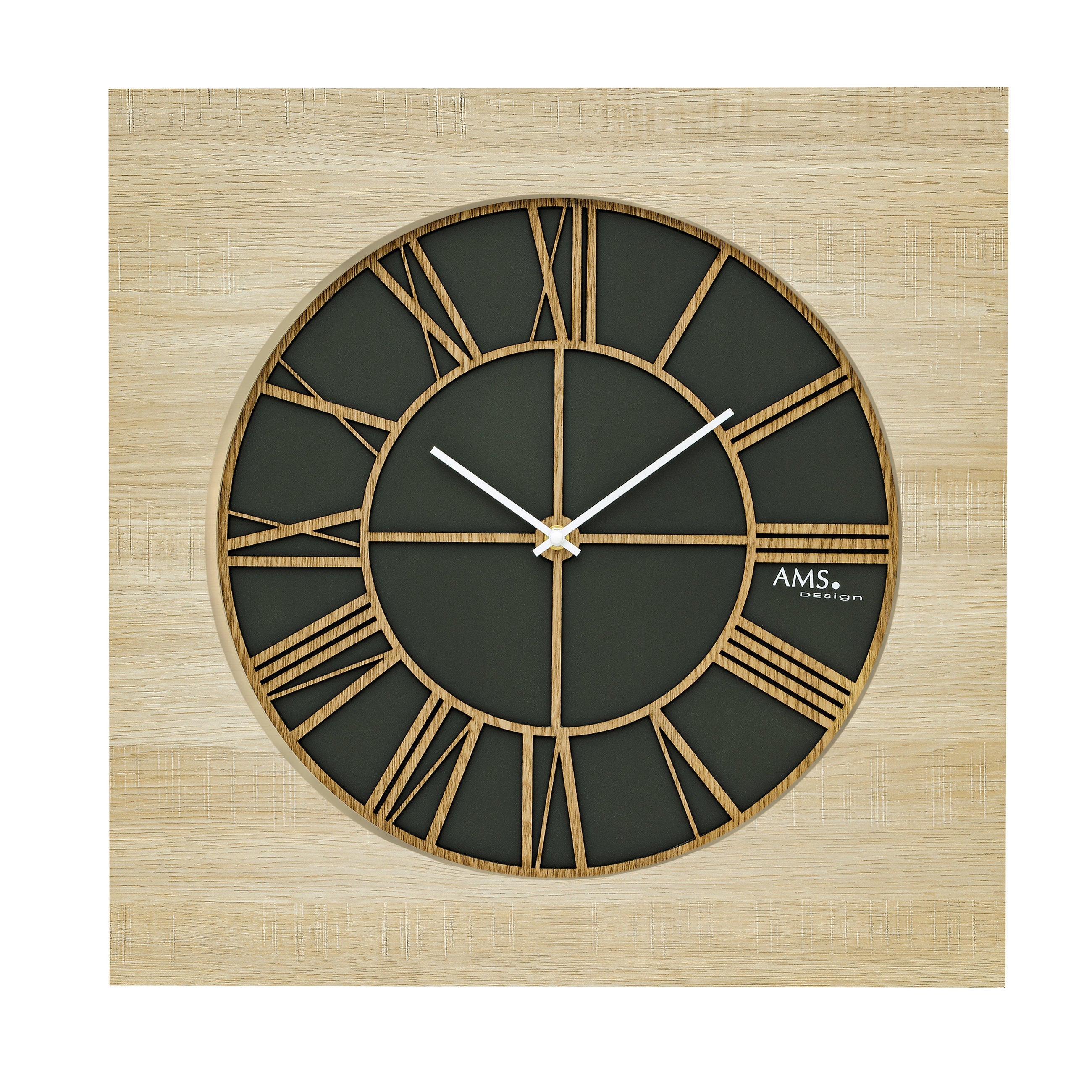 AMS W9641 Wanduhr in Sonoma-Optik mit lasergeschnittenem Design