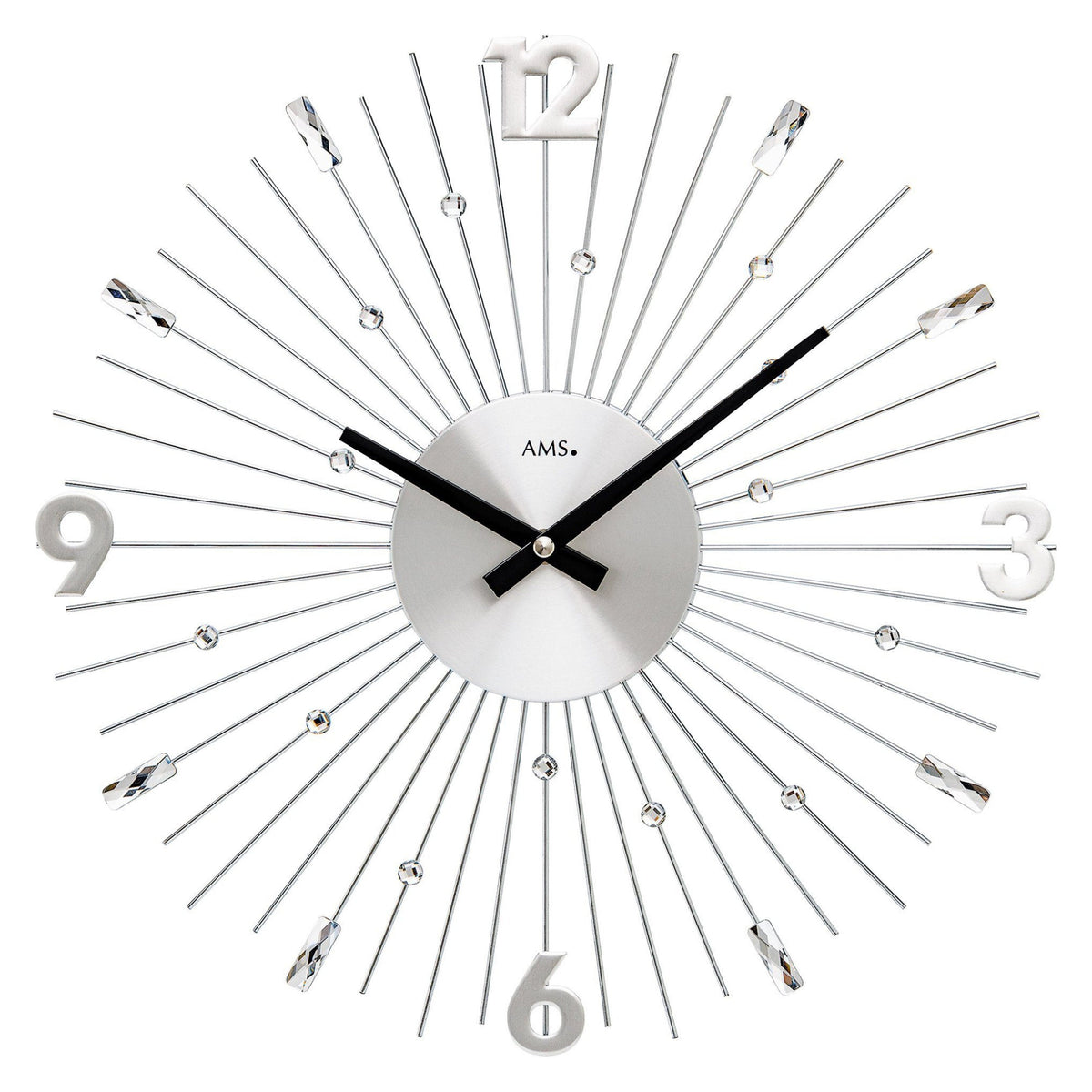 AMS W9652 Wanduhr mit silberfarbenen Metallstäben