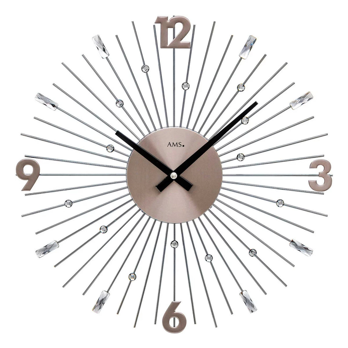AMS W9654 Wanduhr mit anthrazitfarbenen Metallstäben